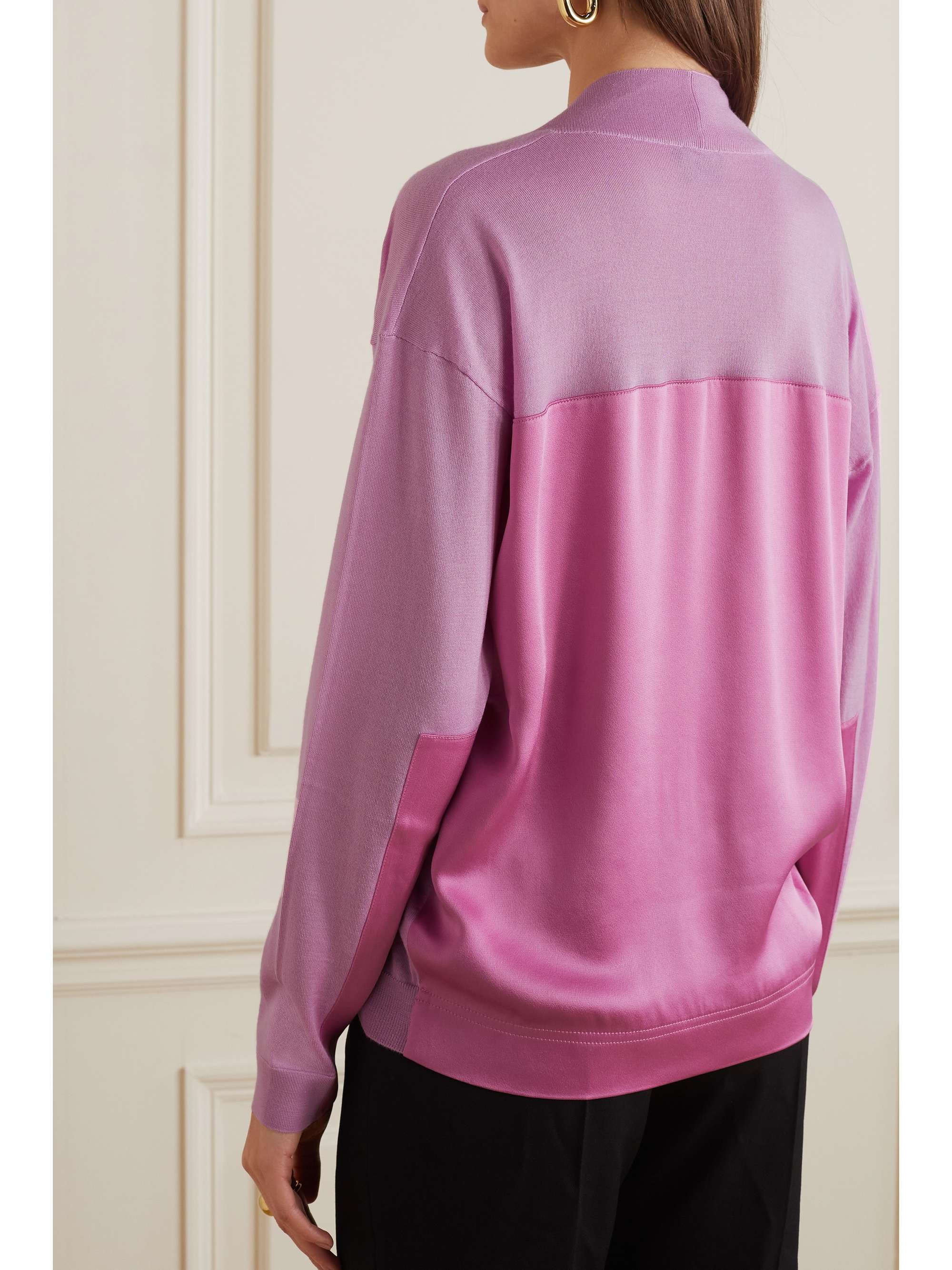 TOM FORD Satin-paneled cashmere and silk-blend sweater