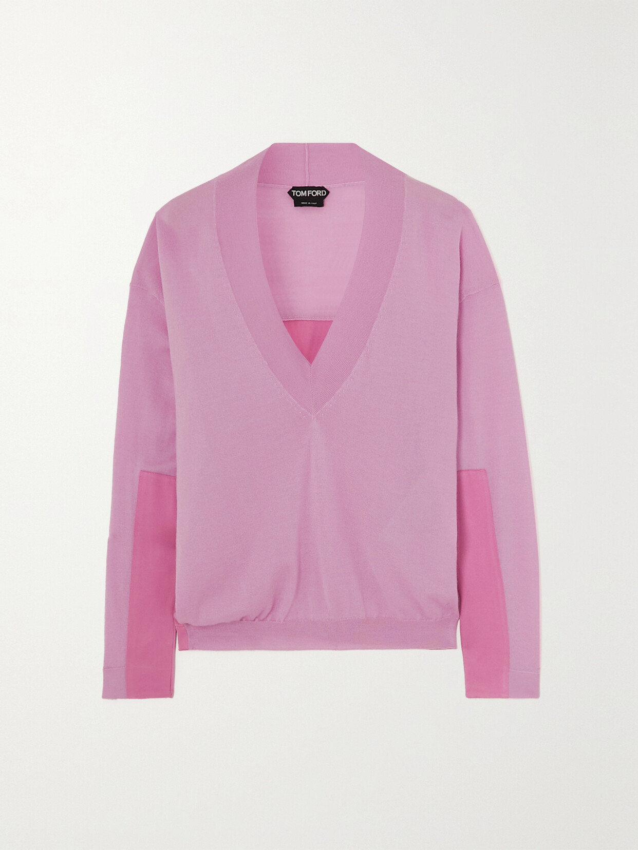 TOM FORD - Satin-paneled Cashmere And Silk-blend Sweater - Pink