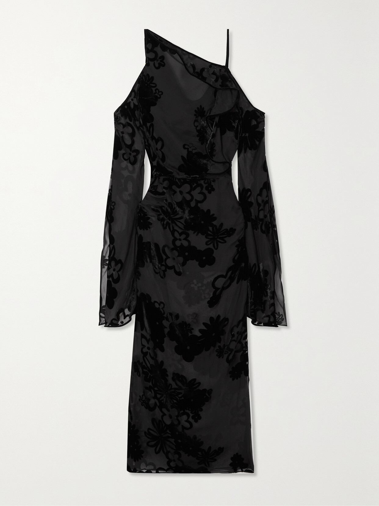 TOM FORD - One-shoulder Draped Devoré-velvet Gown - Black