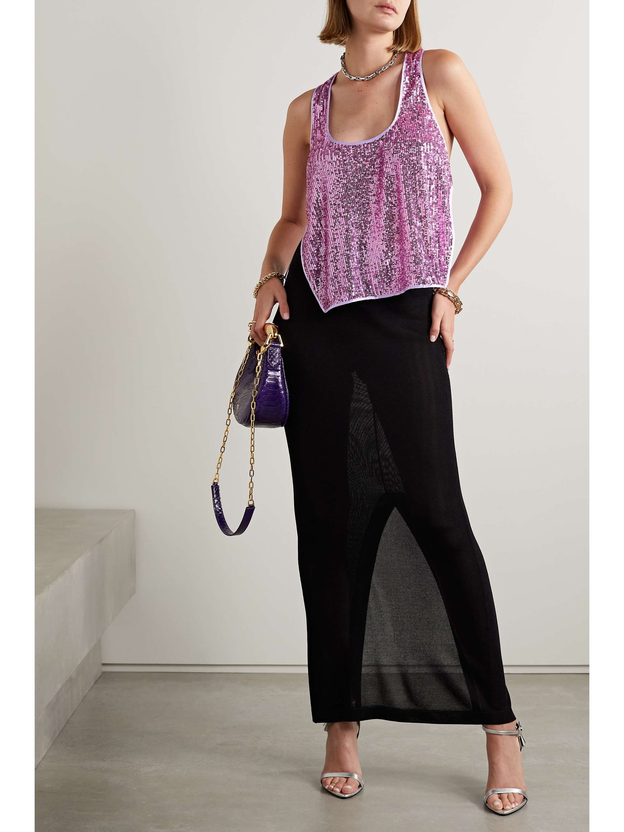 TOM FORD Sequined tulle tank