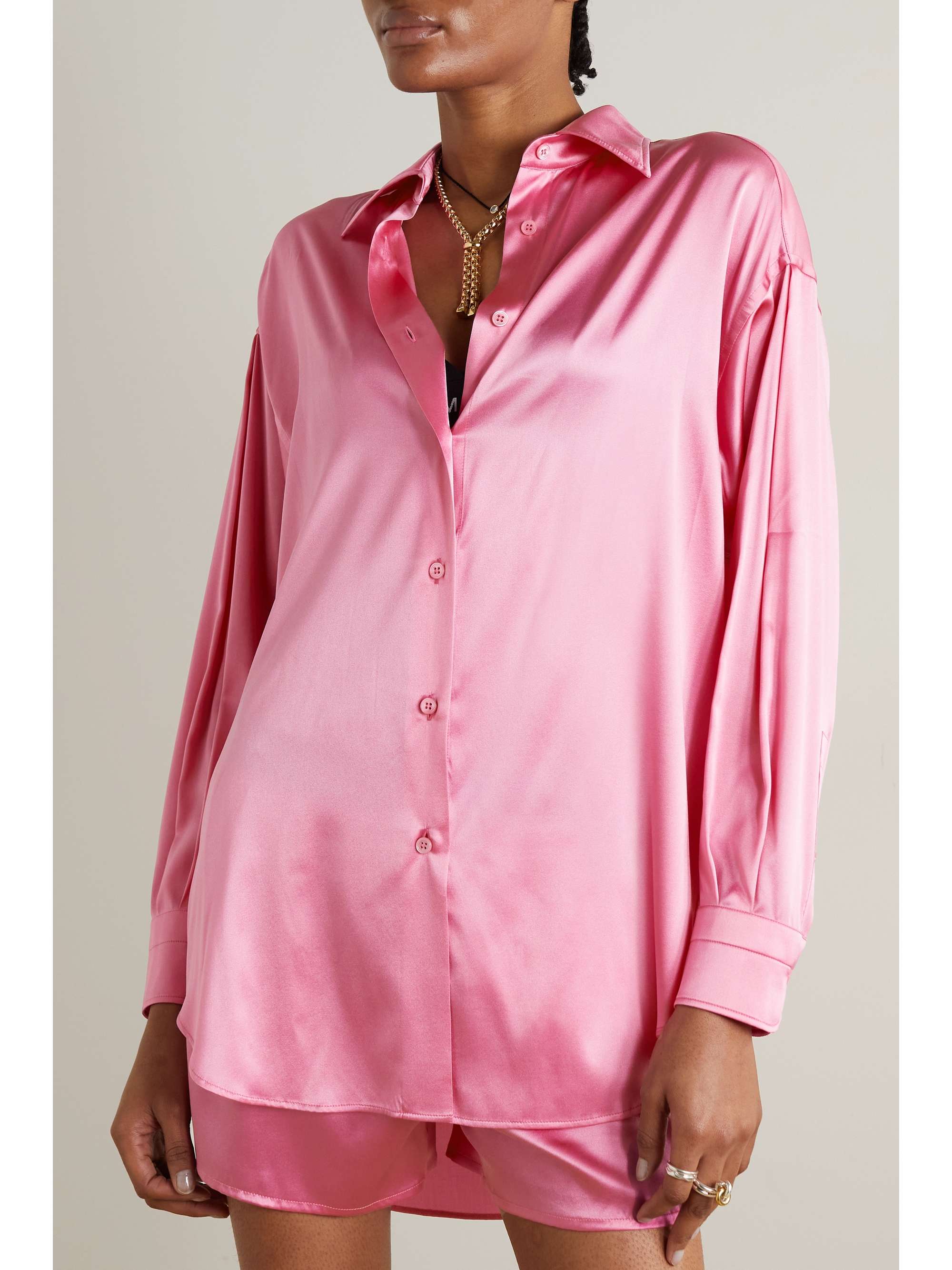 TOM FORD Oversized stretch-silk satin shirt