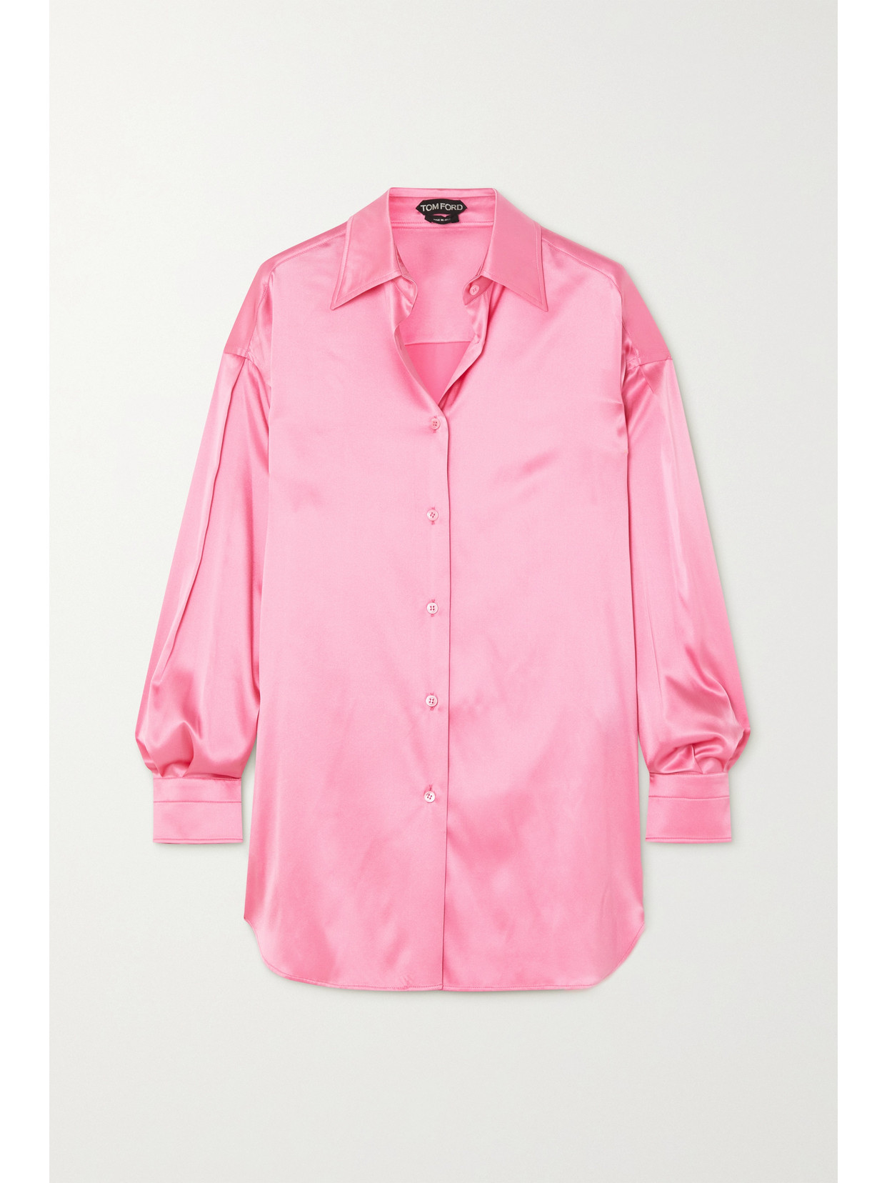 TOM FORD - Oversized Stretch-silk Satin Shirt - Pink