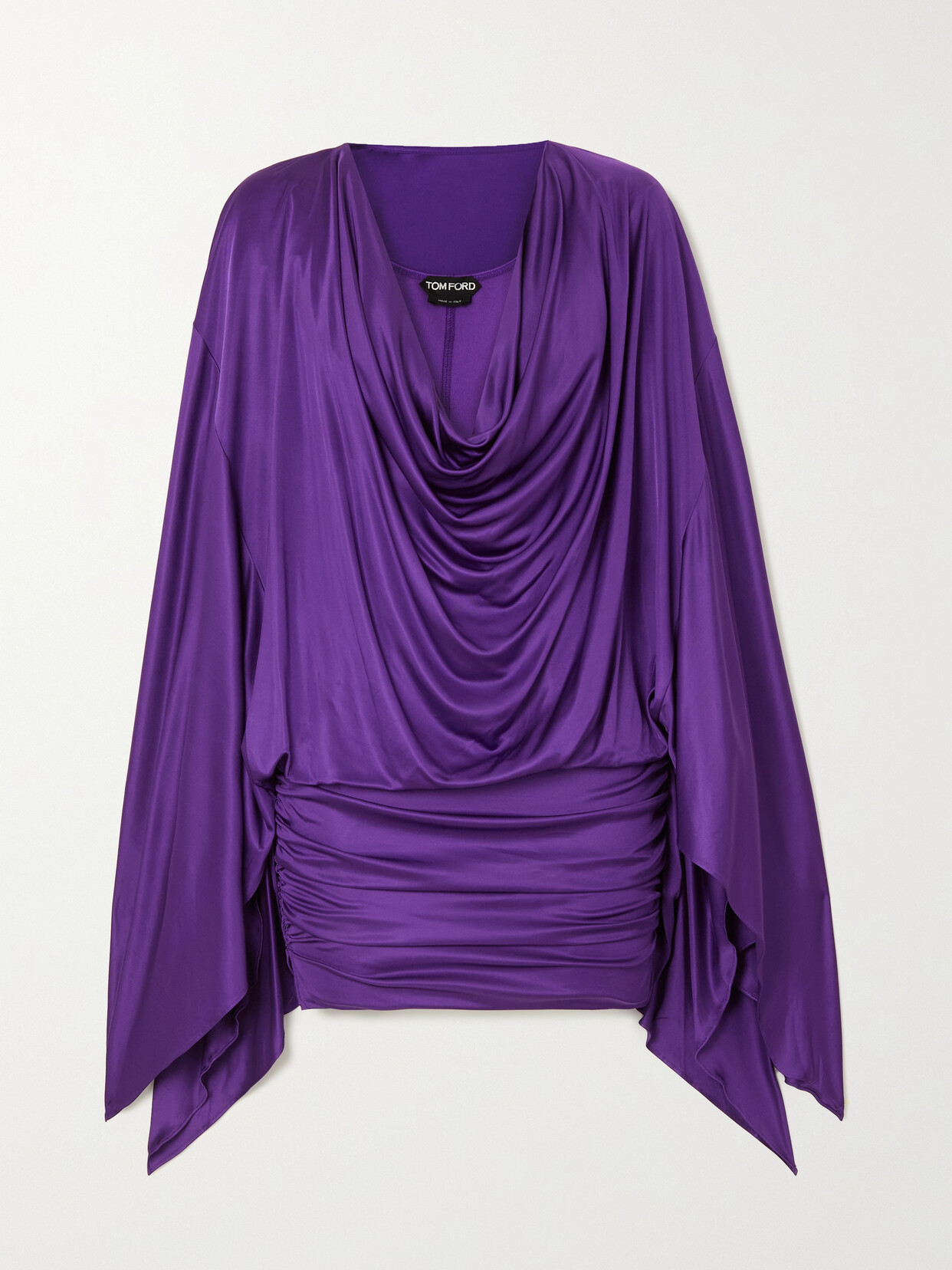TOM FORD - Draped Ruched Jersey Mini Dress - Purple