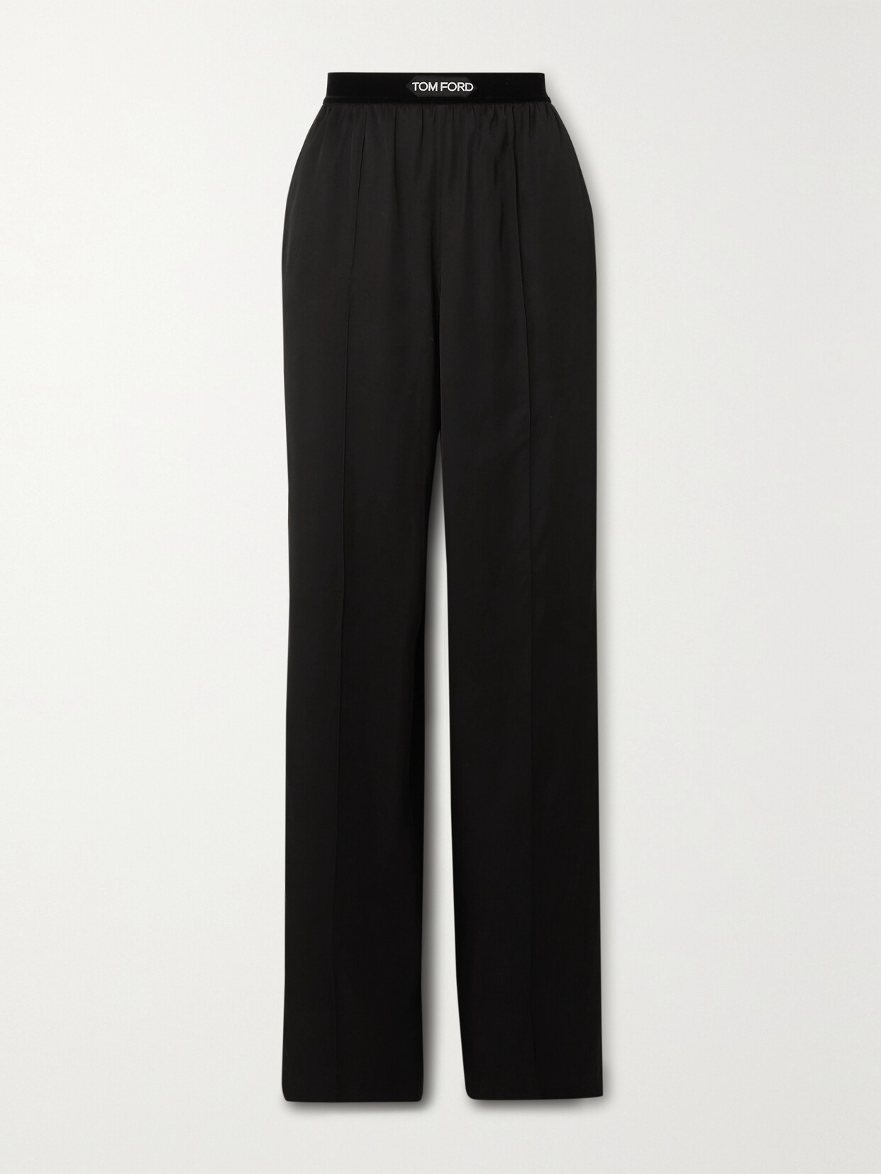 Tom Ford Velvet-trimmed Satin Pants In Black