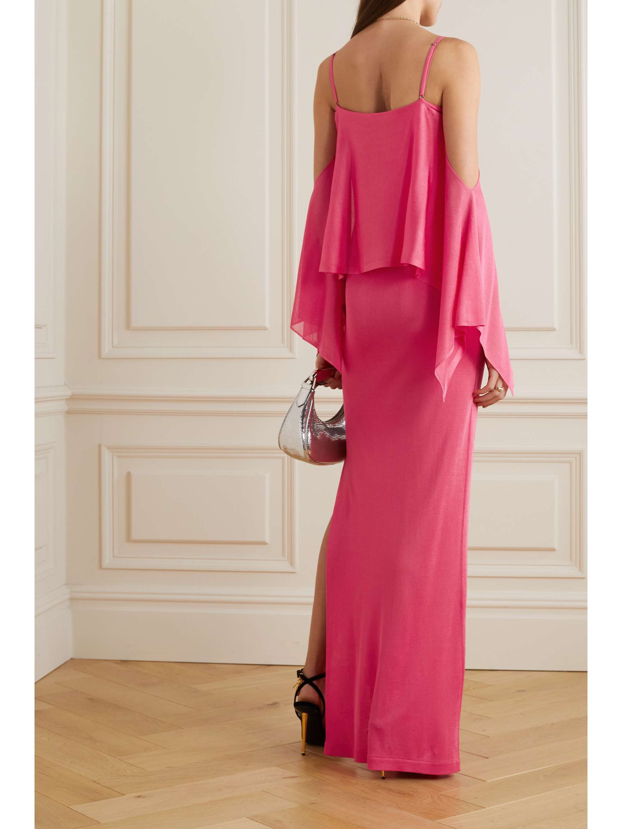 TOM FORD Cold-shoulder ruffled stretch-knit gown