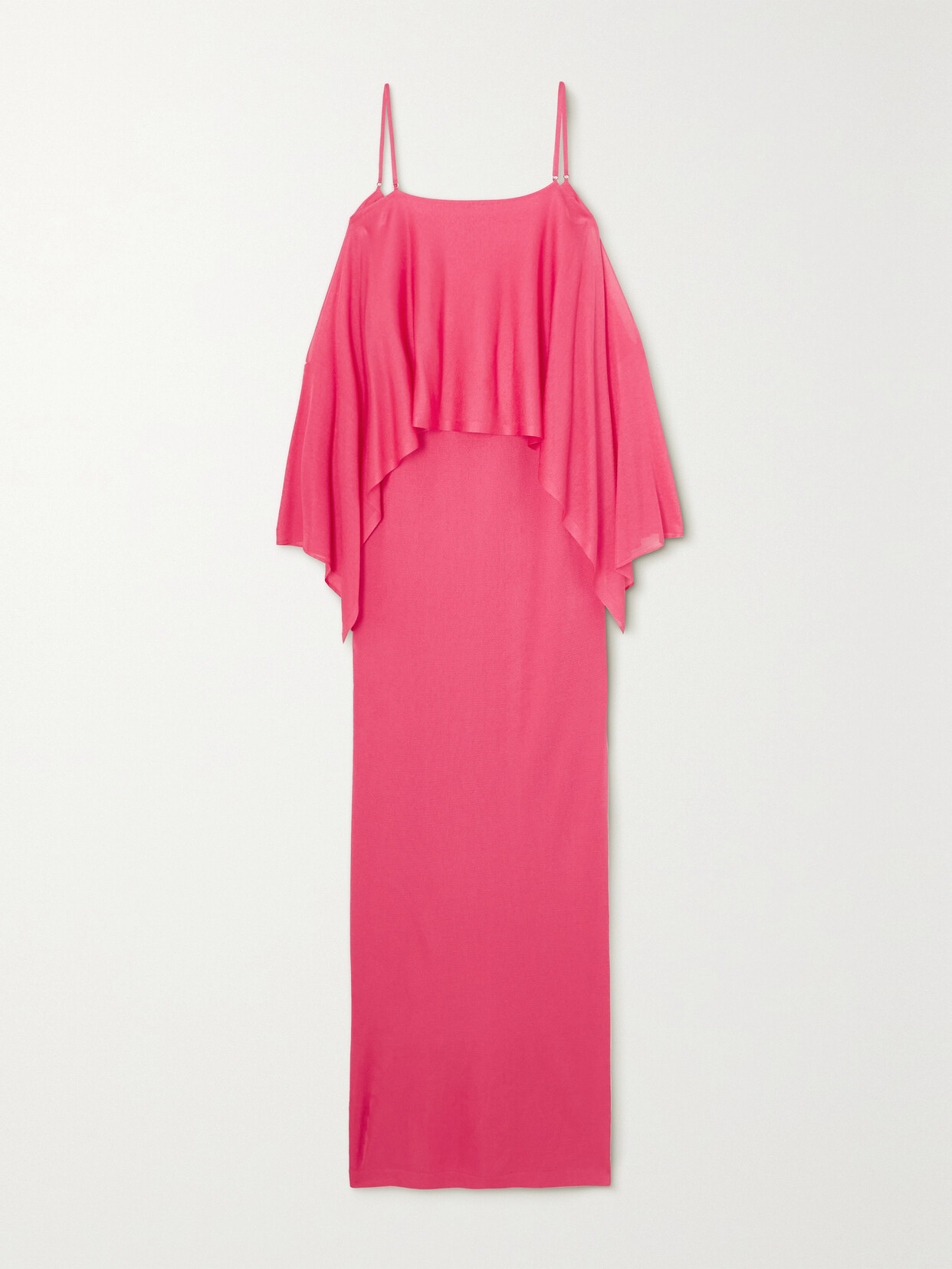 TOM FORD COLD-SHOULDER RUFFLED STRETCH-KNIT GOWN