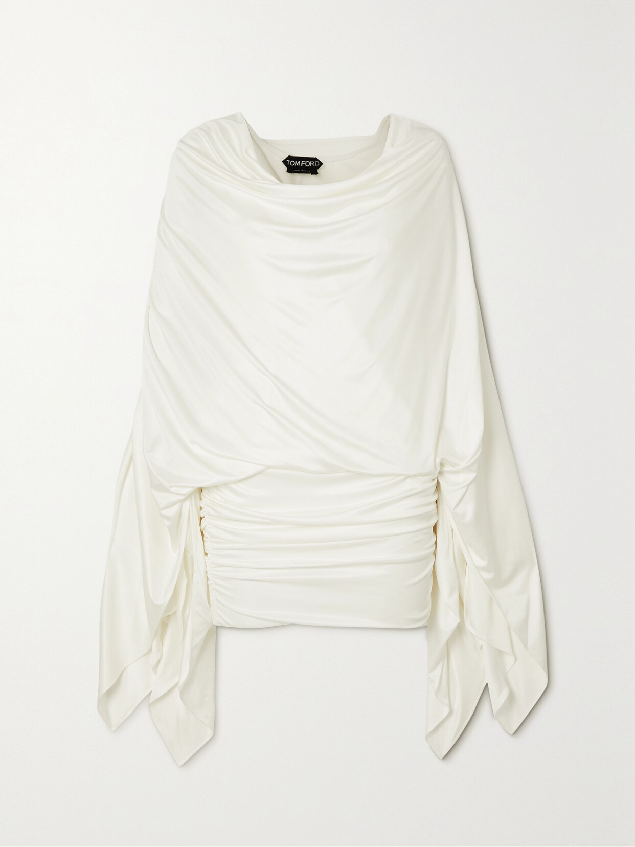 TOM FORD - Draped Ruched Jersey Mini Dress - White