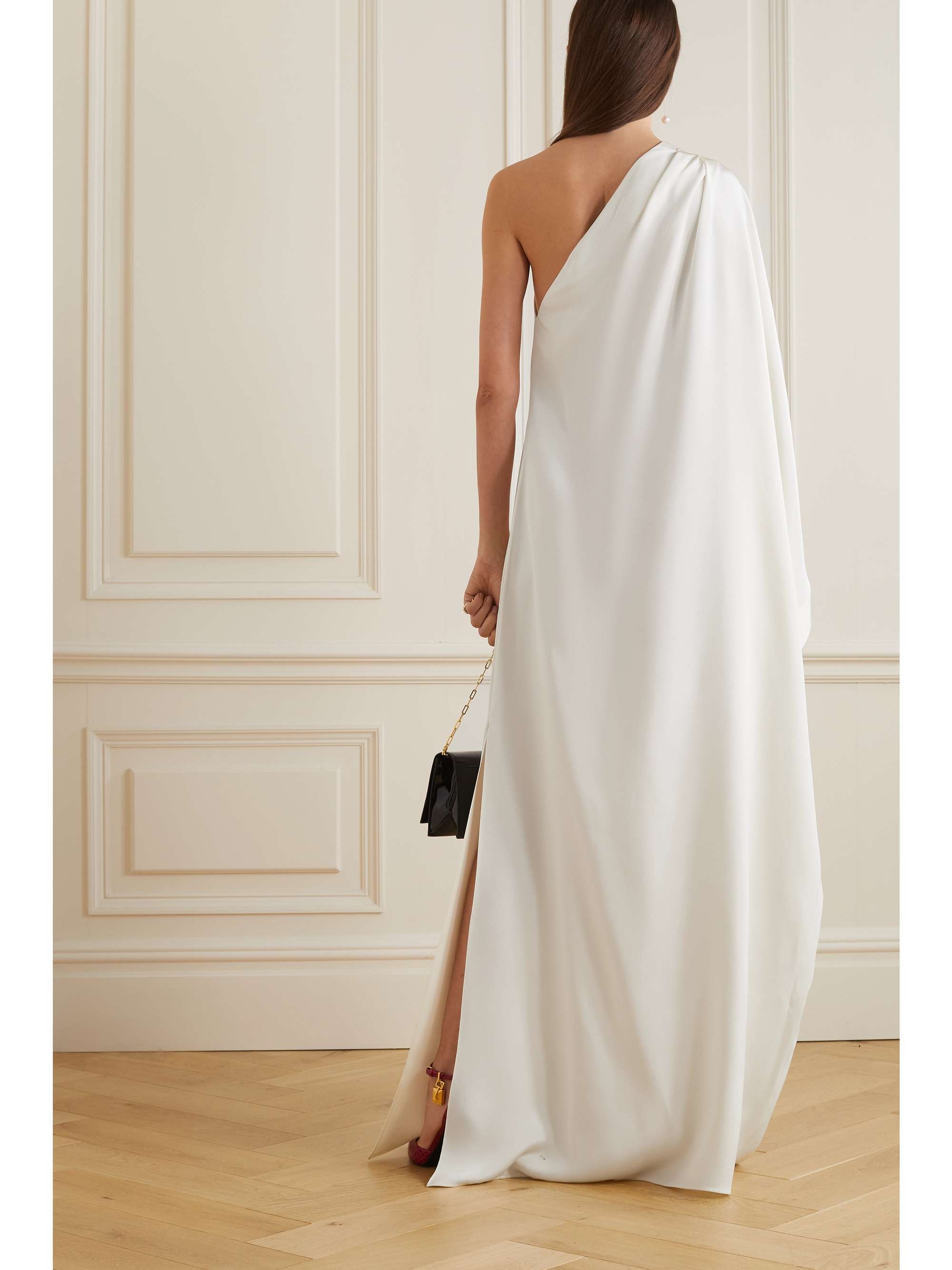 TOM FORD One-shoulder draped silk-satin gown