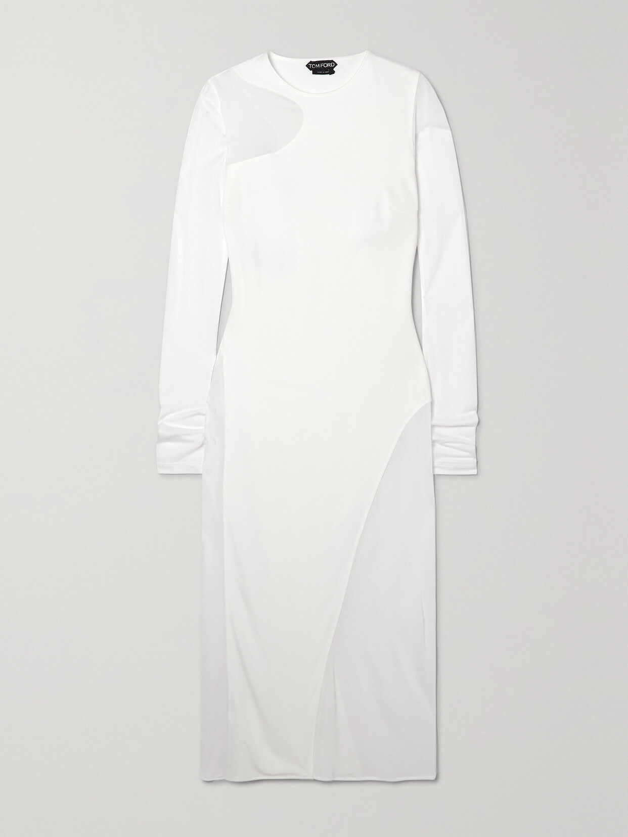 TOM FORD - Mesh-paneled Jersey-crepe Dress - White