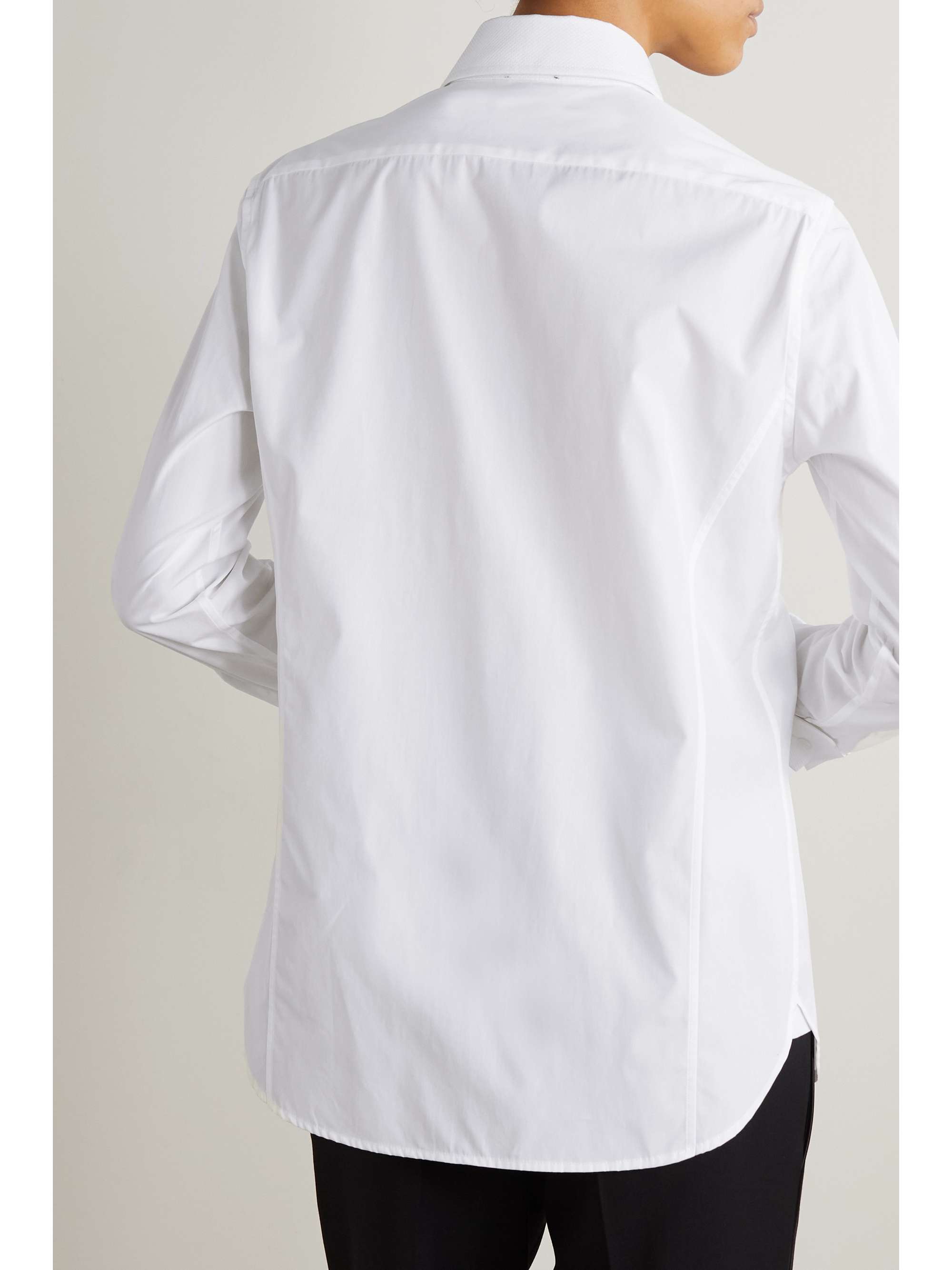 TOM FORD Cotton-jacquard trimmed poplin shirt
