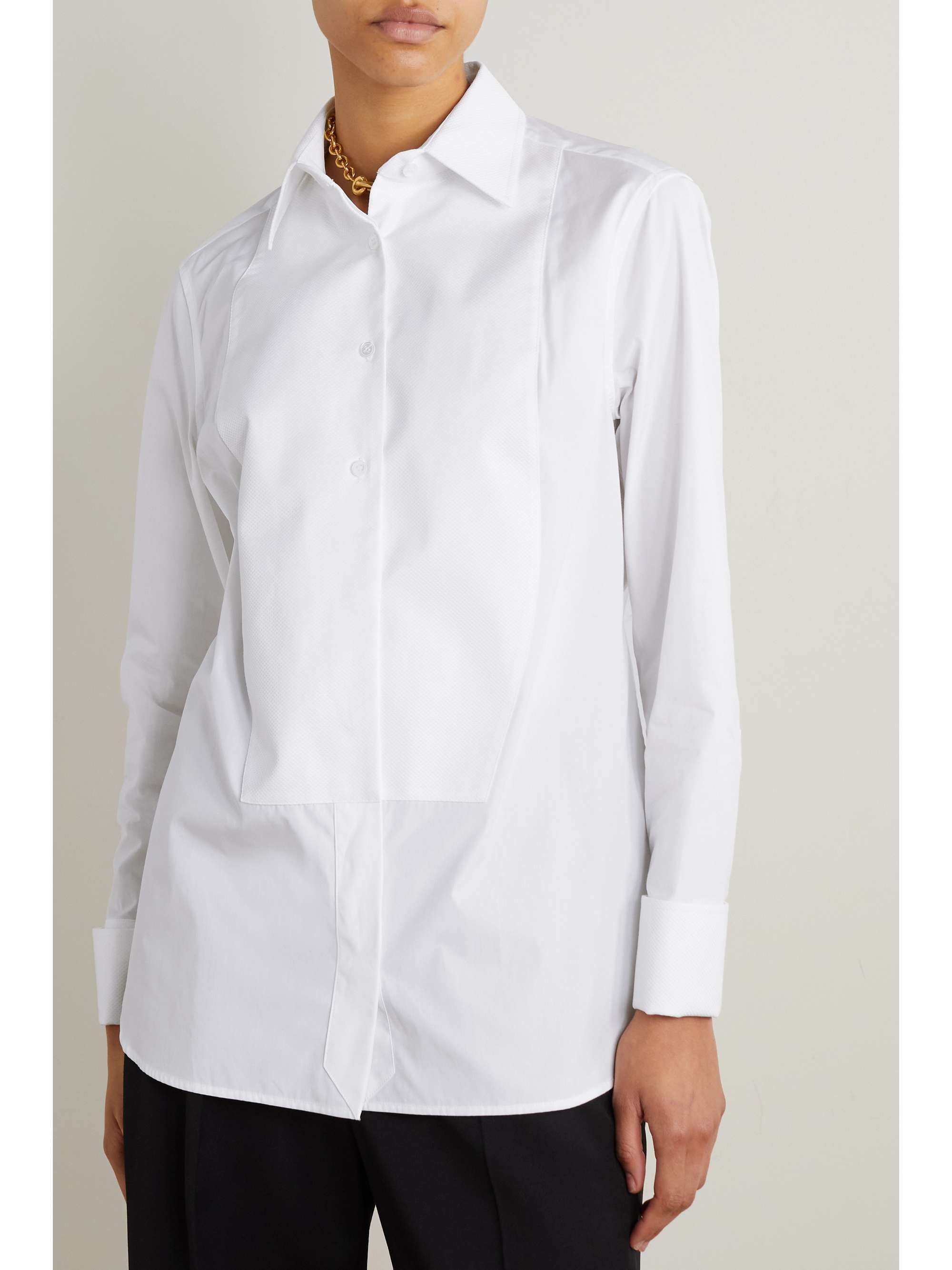 TOM FORD Cotton-jacquard trimmed poplin shirt