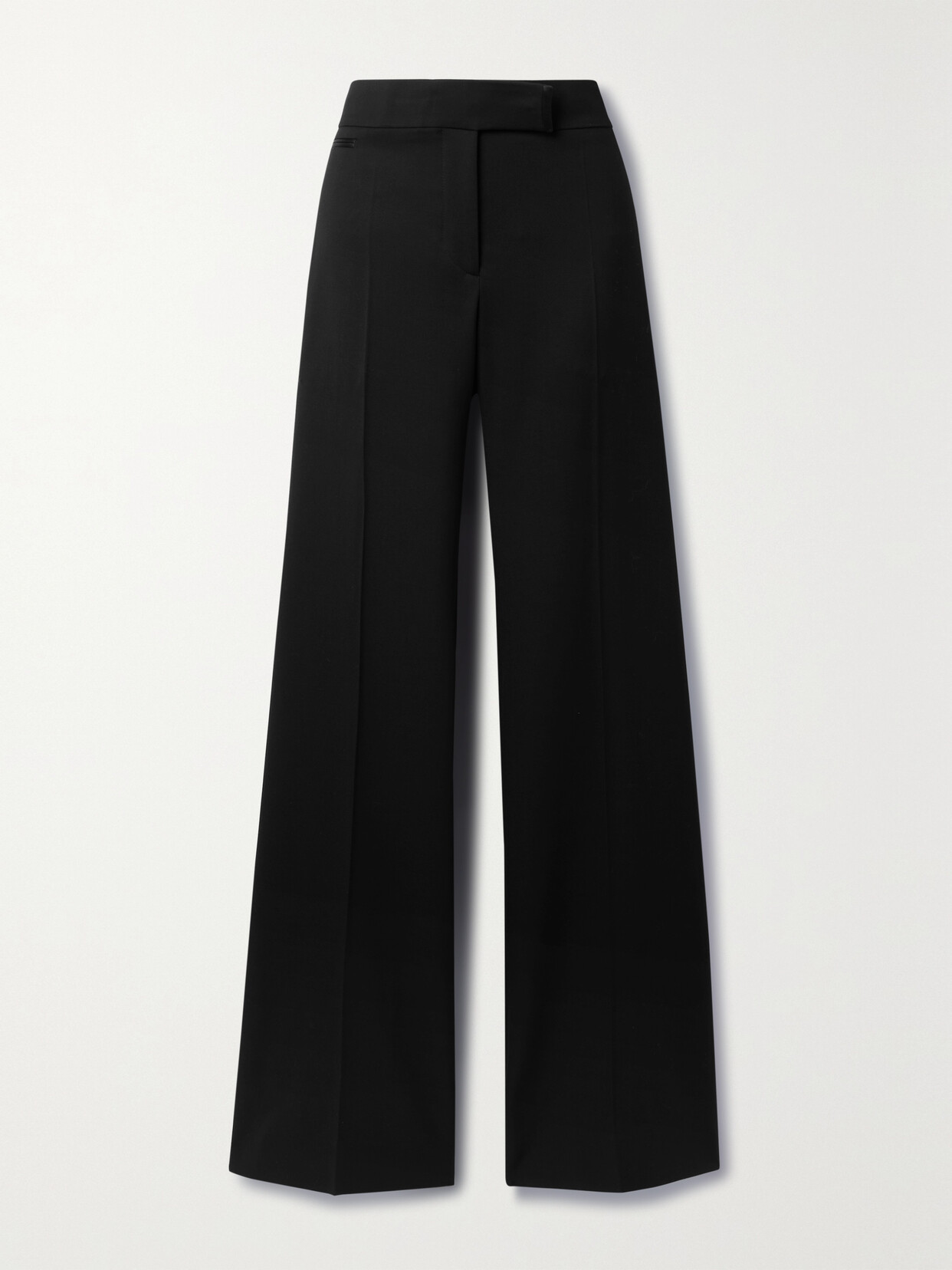 TOM FORD - Satin-trimmed Grain De Poudre Wool Wide-leg Pants - Black