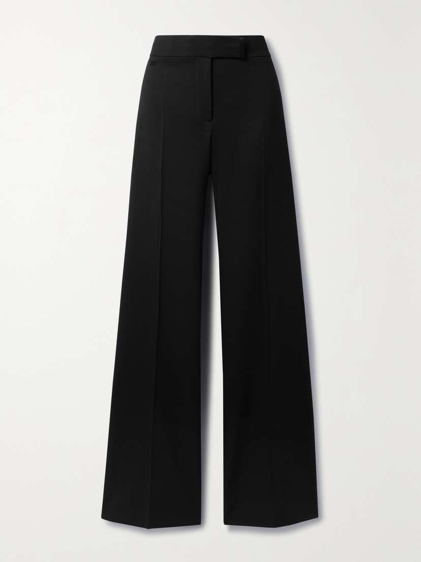 Tom Ford Satin-trimmed Grain De Poudre Wool Wide-leg Pants