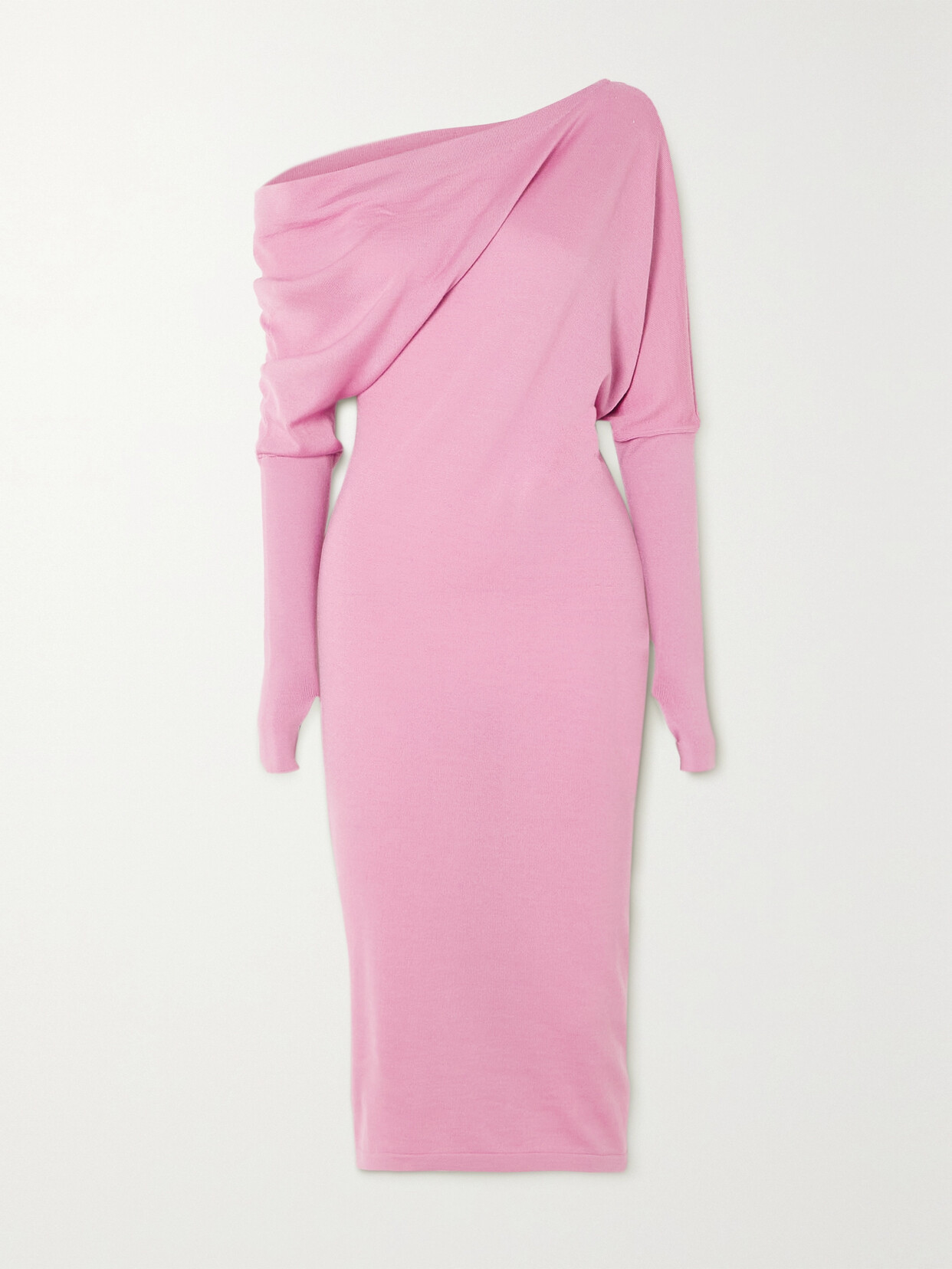 Tom Ford One-shoulder Cashmere And Silk-blend Midi Dress In Pink