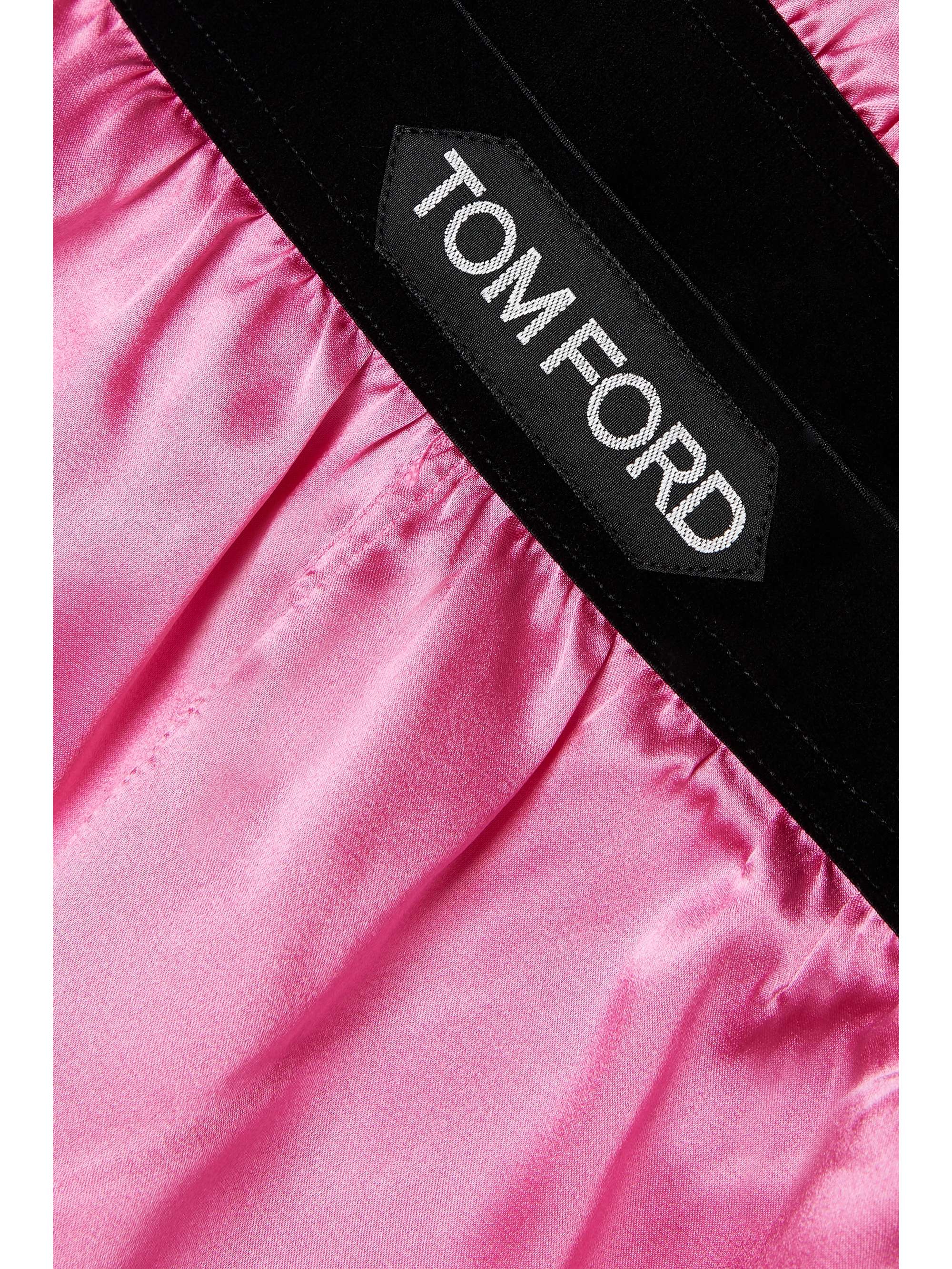 TOM FORD Velvet-trimmed silk-blend satin shorts
