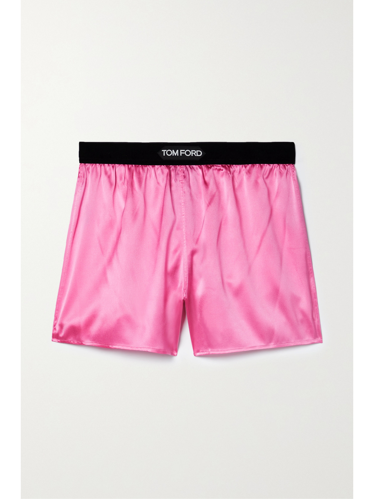 TOM FORD - Velvet-trimmed Silk-blend Satin Shorts - Pink