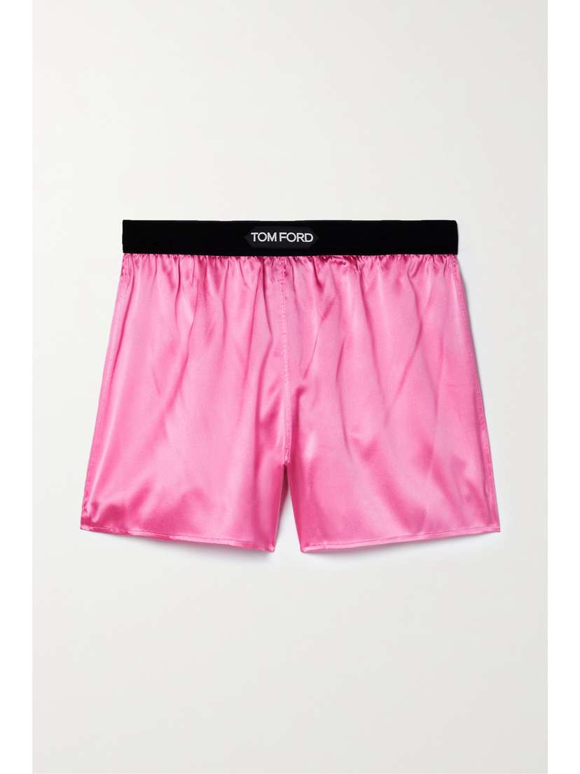 Tom Ford Velvet-trimmed Silk-blend Satin Shorts - xx small