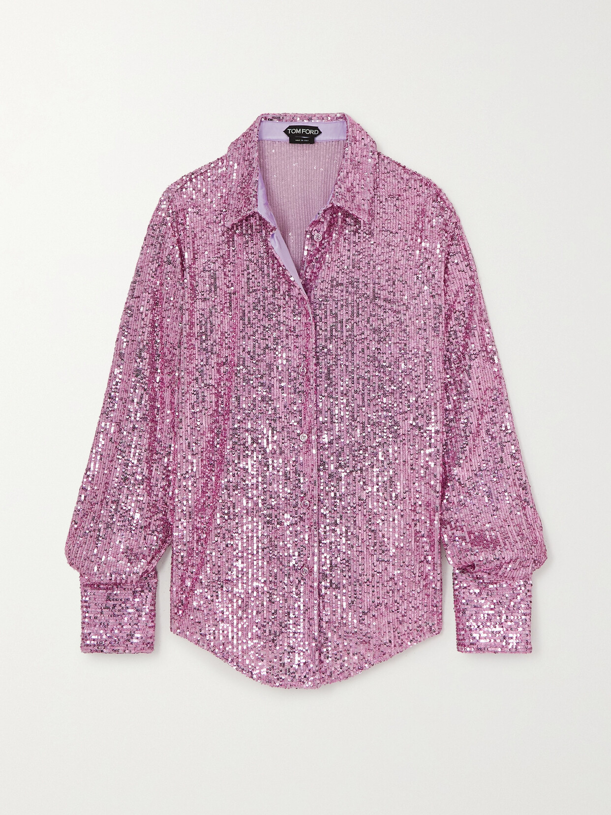 TOM FORD - Sequined Tulle Shirt - Purple