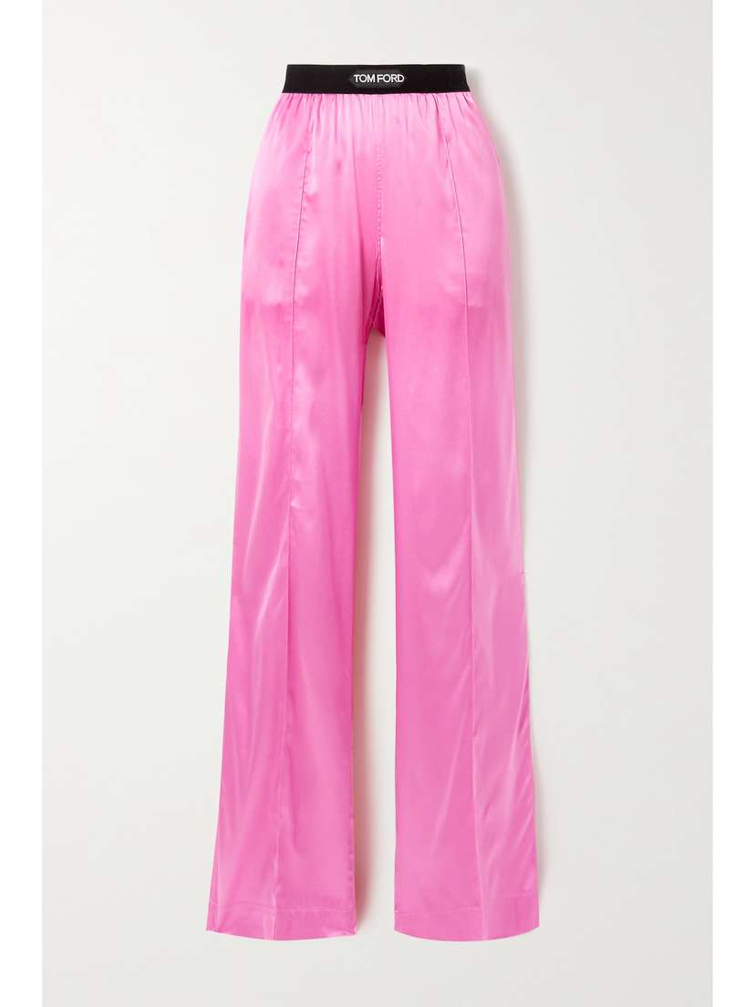 Tom Ford Velvet-trimmed Stretch-silk Satin Pants -  - x large