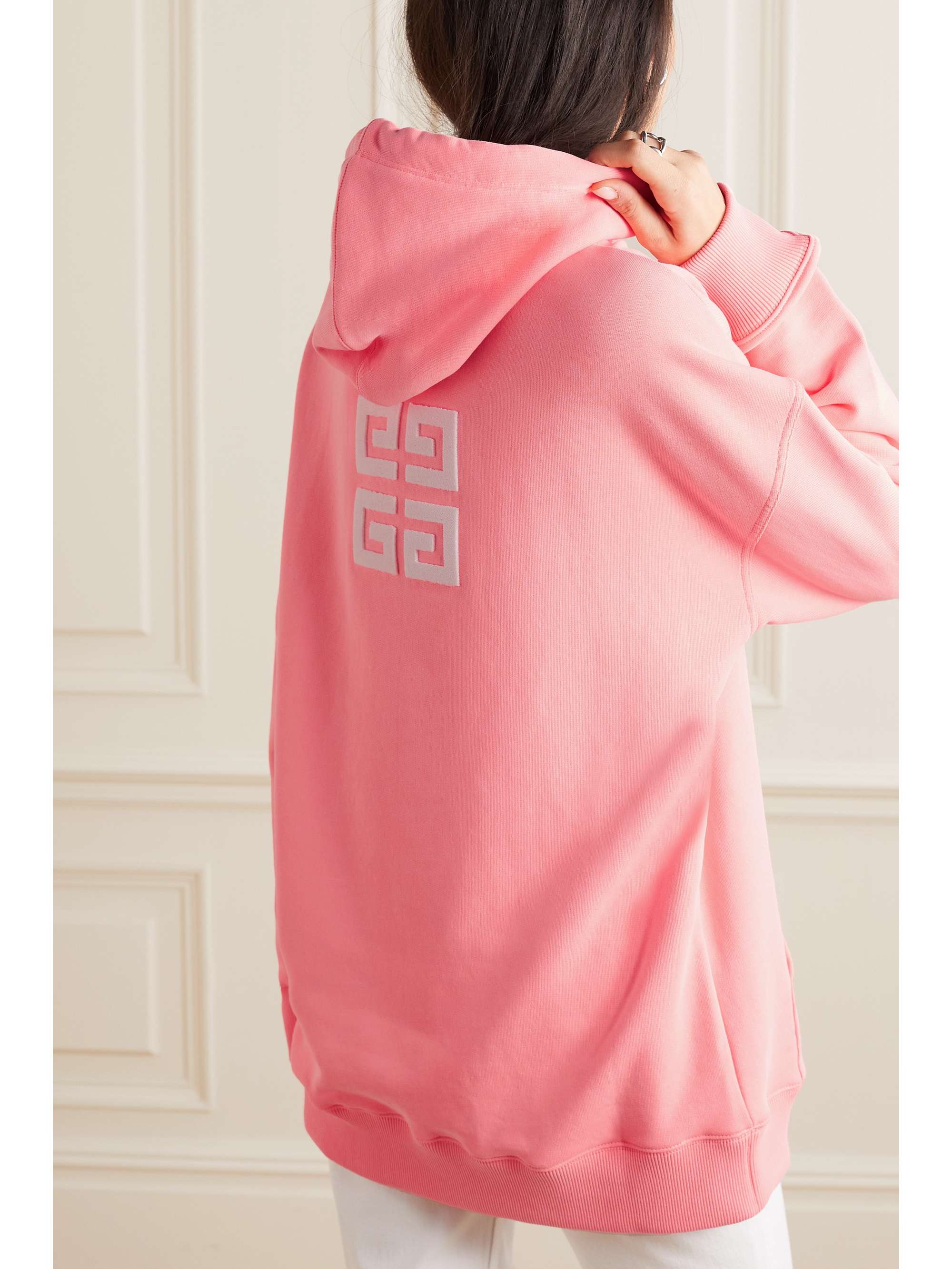 GIVENCHY Oversized flocked cotton-jersey hoodie