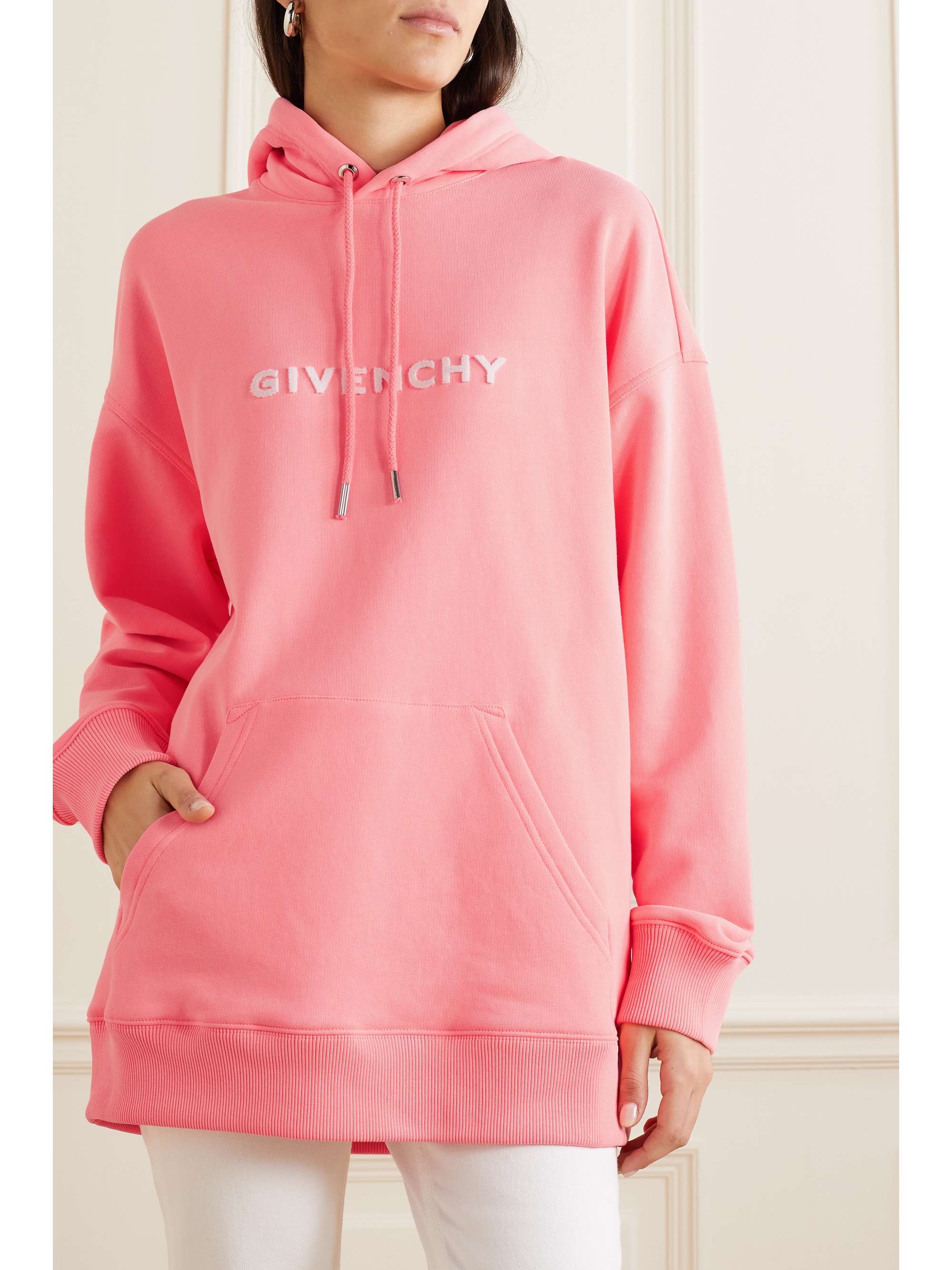 GIVENCHY Oversized flocked cotton-jersey hoodie