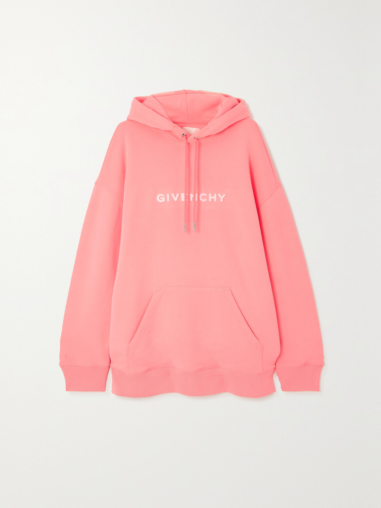 Givenchy - Oversized Flocked Cotton-jersey Hoodie - Pink