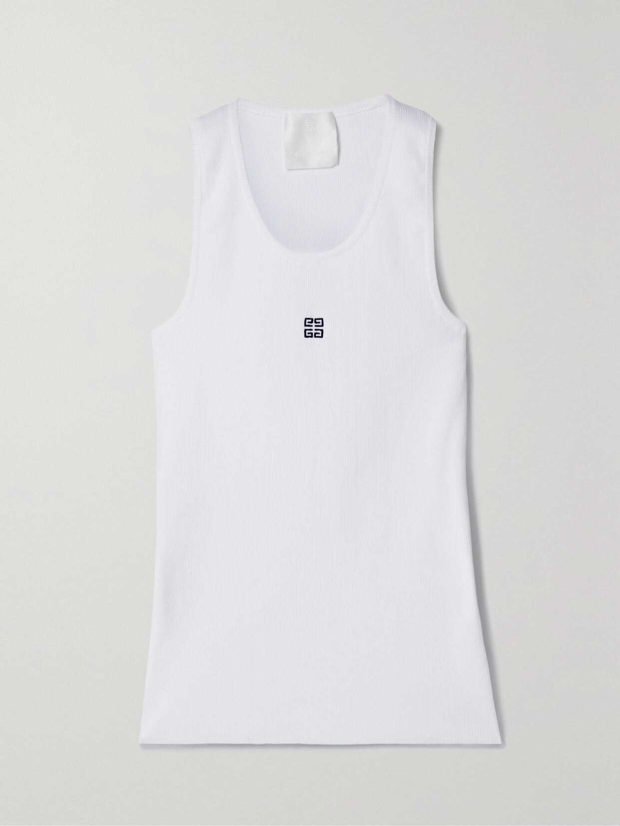 Givenchy - Embroidered Ribbed Cotton-blend Jersey Tank - White