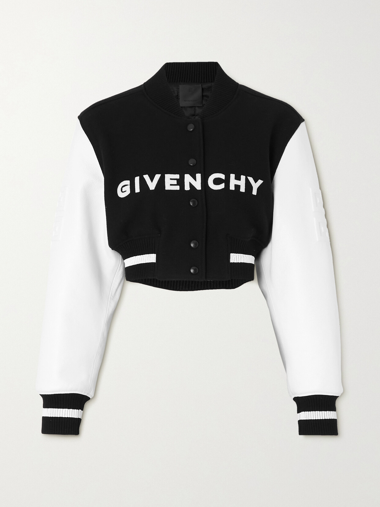 Givenchy Colorblock Cropped Varsity Jacket In Black