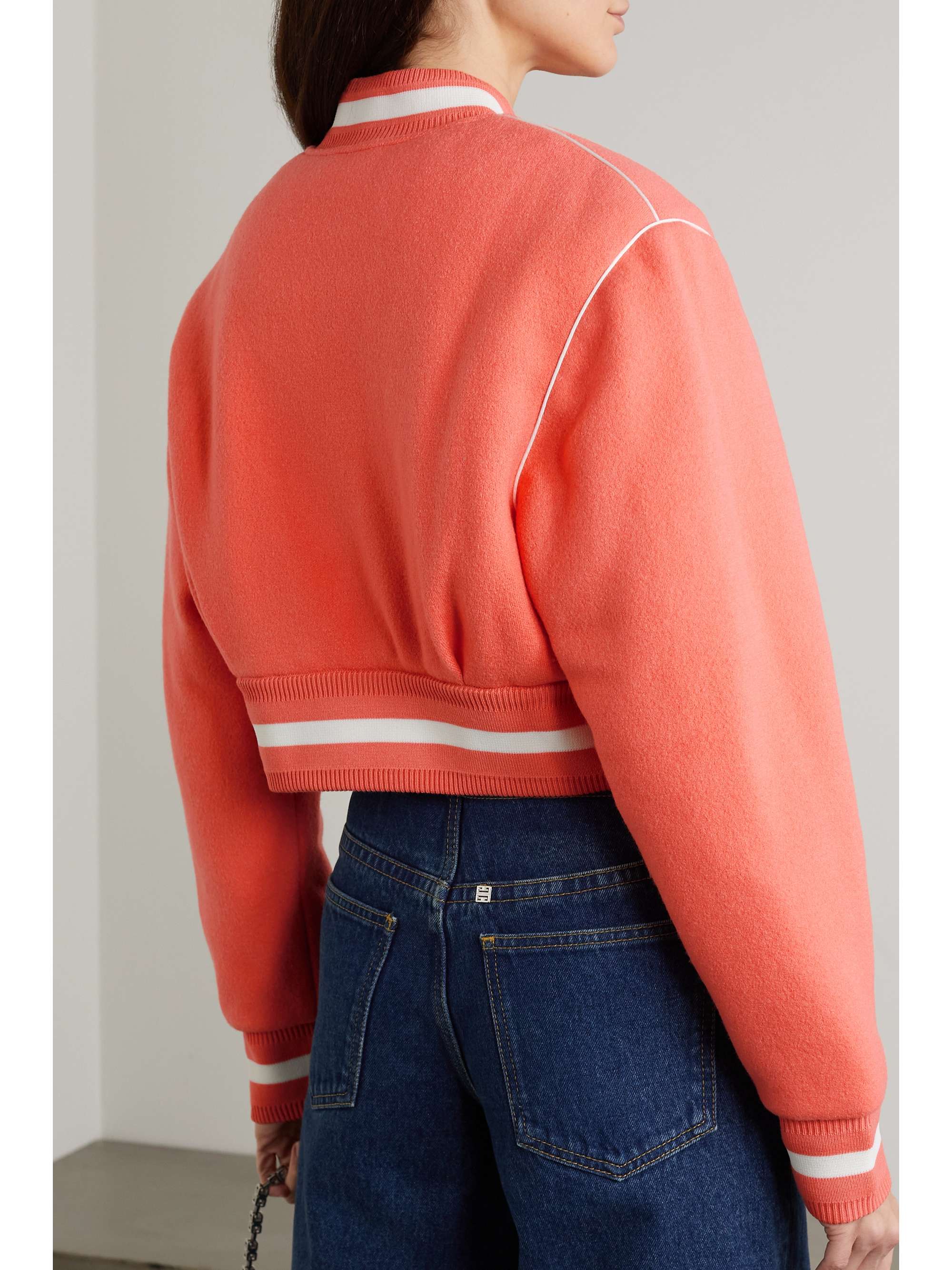 GIVENCHY Cropped embroidered wool bomber jacket