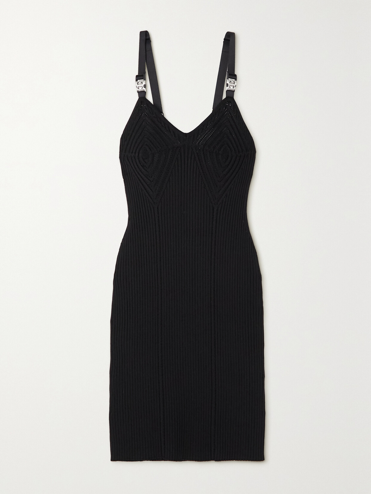 Shop Givenchy Embellished Ribbed-knit Mini Dress In Black