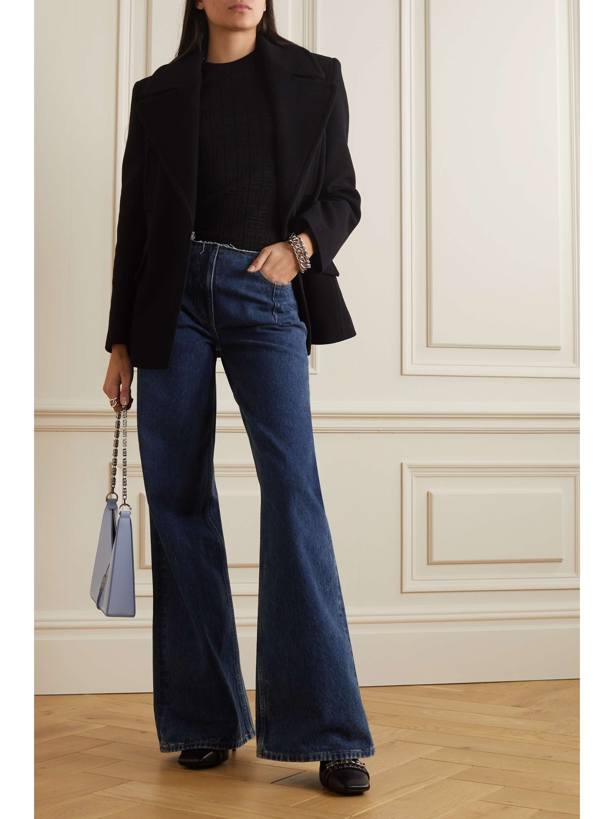 GIVENCHY Distressed mid-rise flared jeans