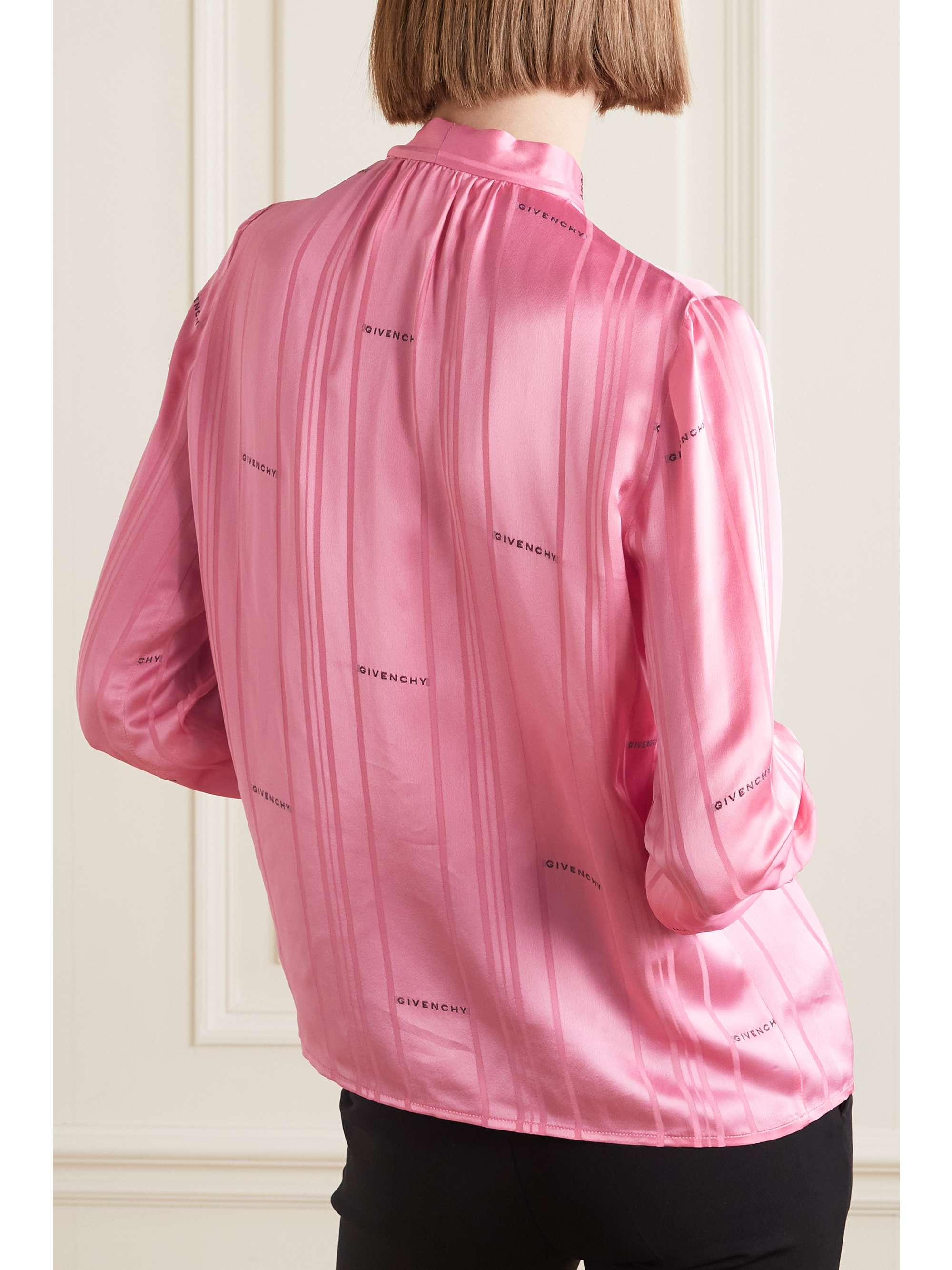 GIVENCHY Pussy-bow satin-jacquard blouse