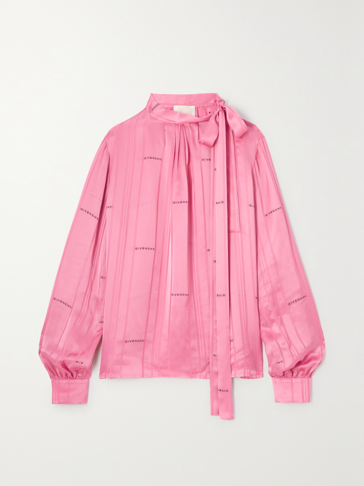 Givenchy - Pussy-bow Satin-jacquard Blouse - Pink