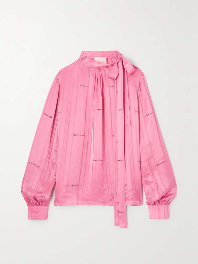 Givenchy Pussy-bow Satin-jacquard Blouse