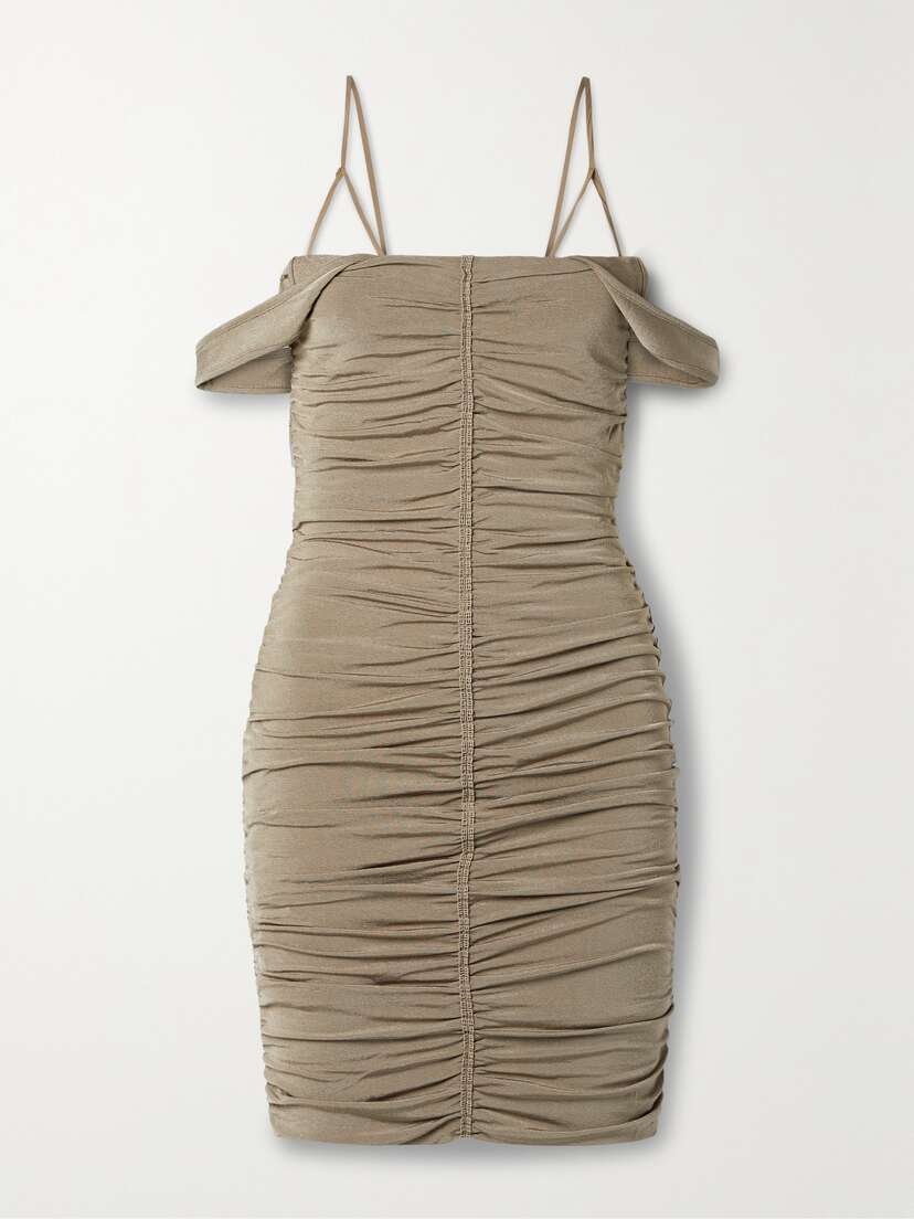 Givenchy Cold-shoulder Crochet-trimmed Ruched Stretch-jersey Mini Dress