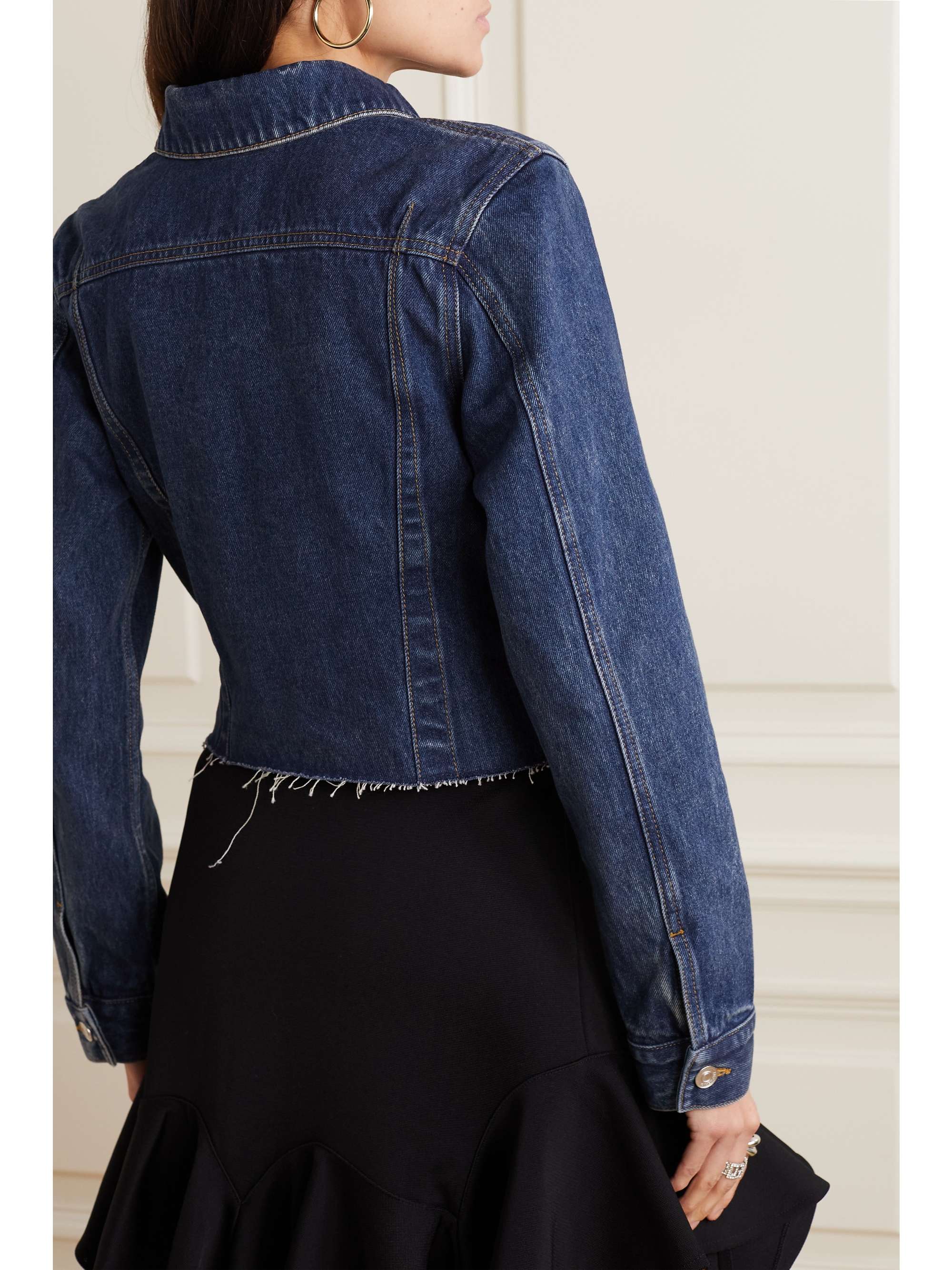 GIVENCHY Cropped frayed denim jacket