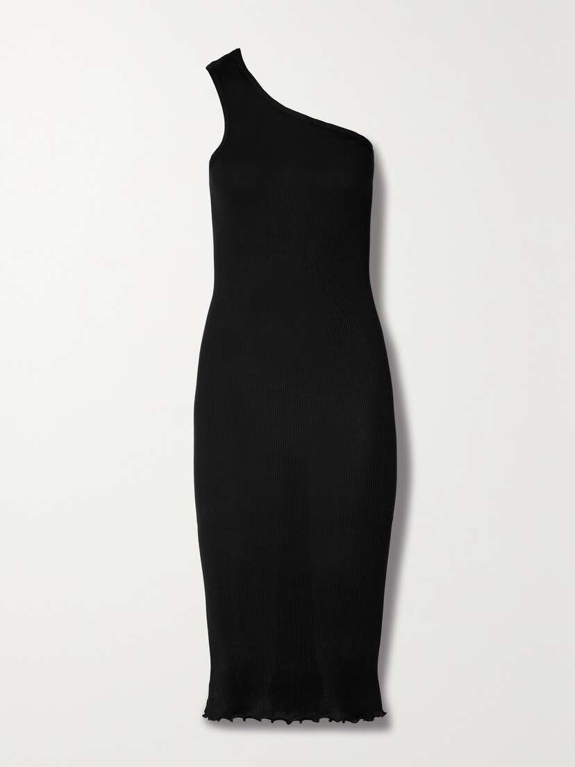 Givenchy One-shoulder Asymmetric Ribbed Silk Dress - x small