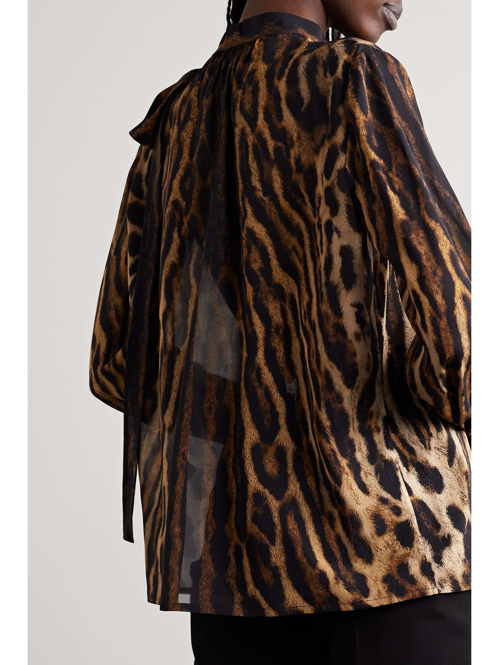 GIVENCHY Tie-neck leopard-print silk-blend georgette blouse