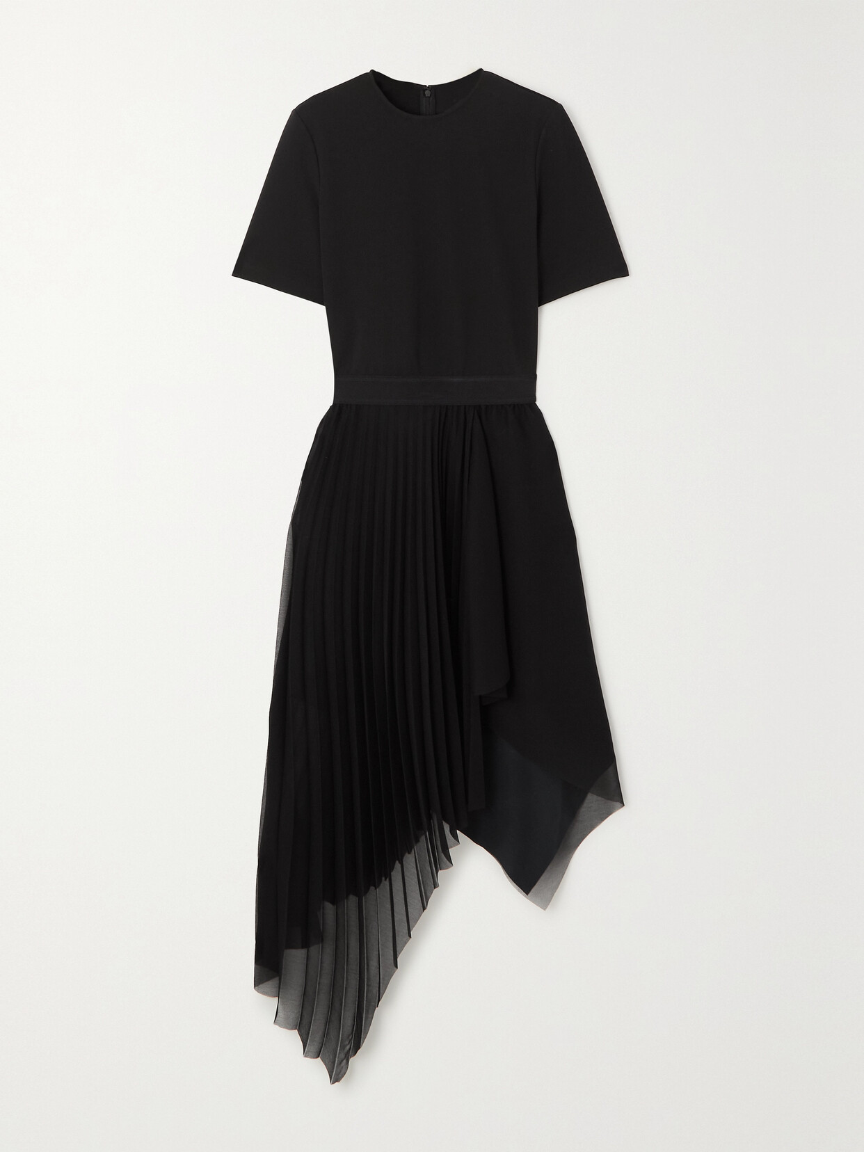 Givenchy Asymmetric Stretch-jersey And Pleated Georgette Dress In Black