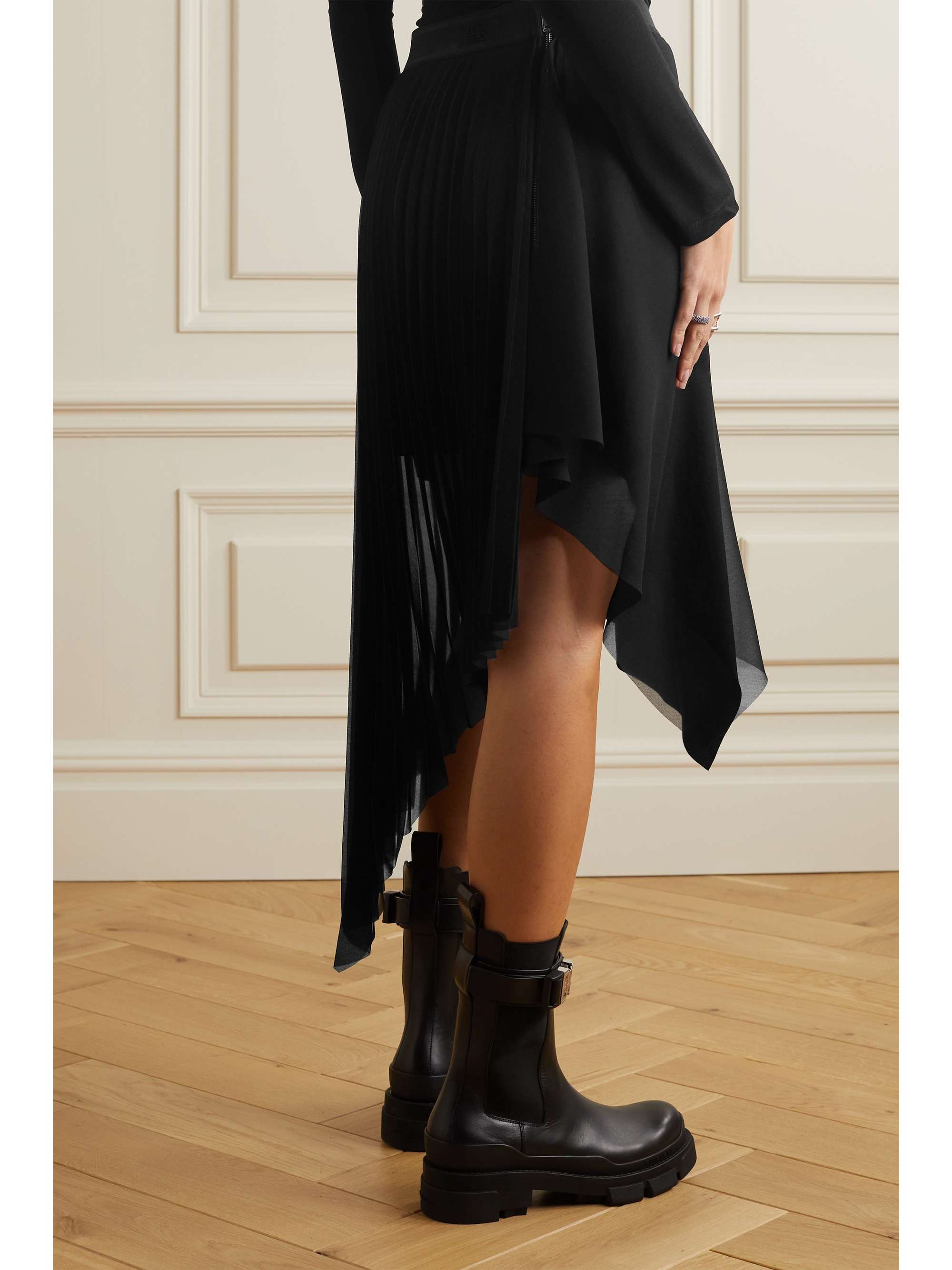 GIVENCHY Pleated asymmetric chiffon midi skirt