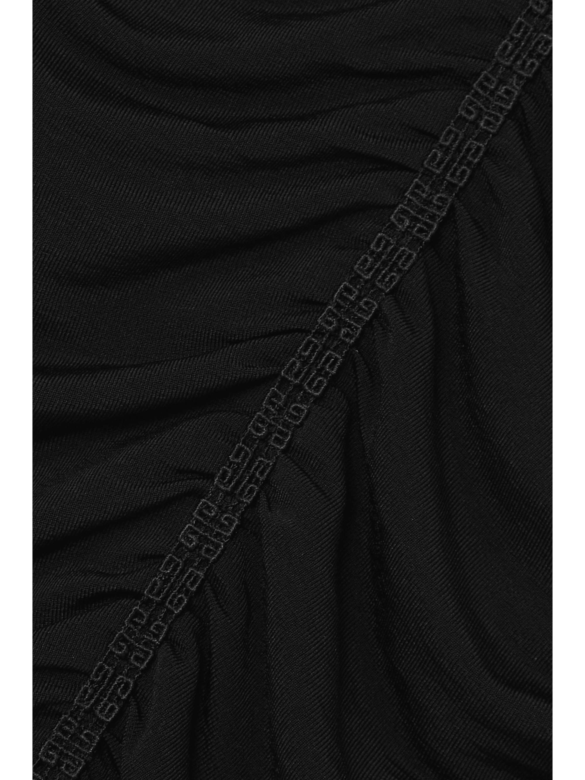 GIVENCHY Ruched crochet-trimmed stretch-jersey midi skirt