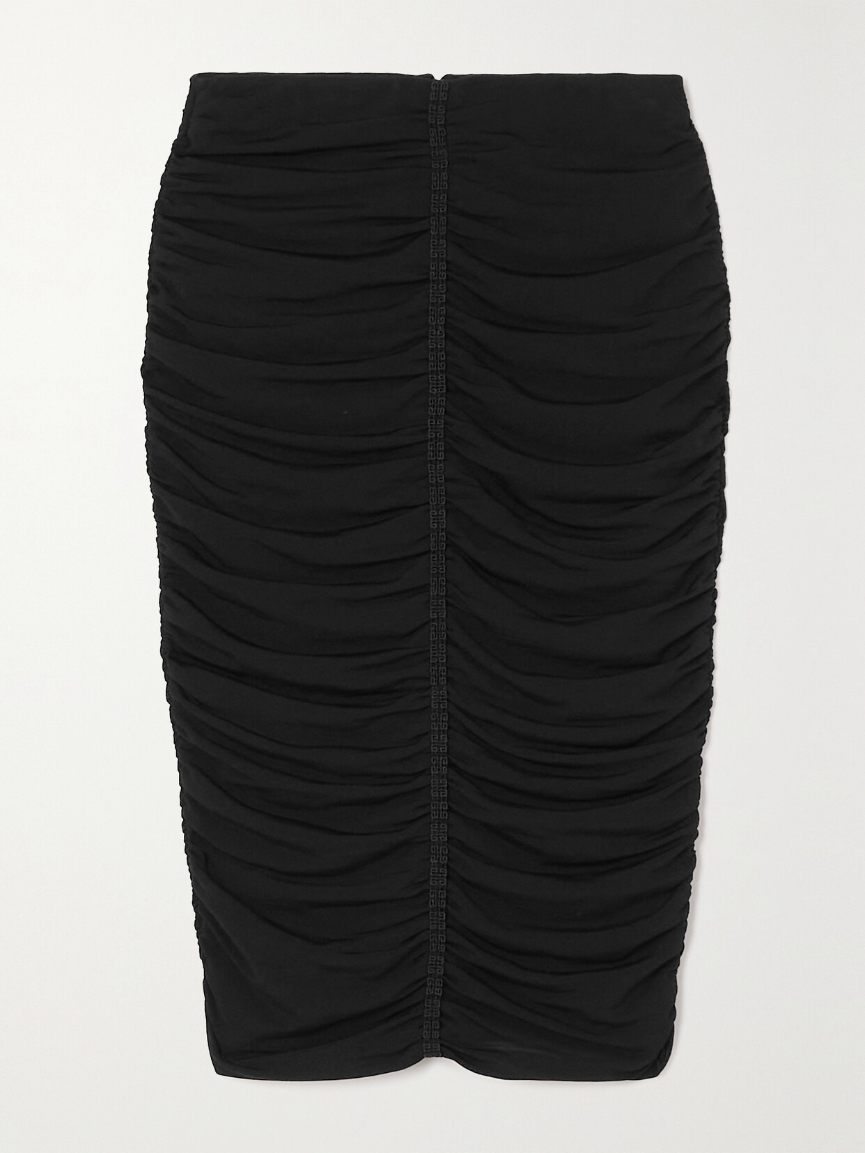 Givenchy - Ruched Crochet-trimmed Stretch-jersey Midi Skirt - Black