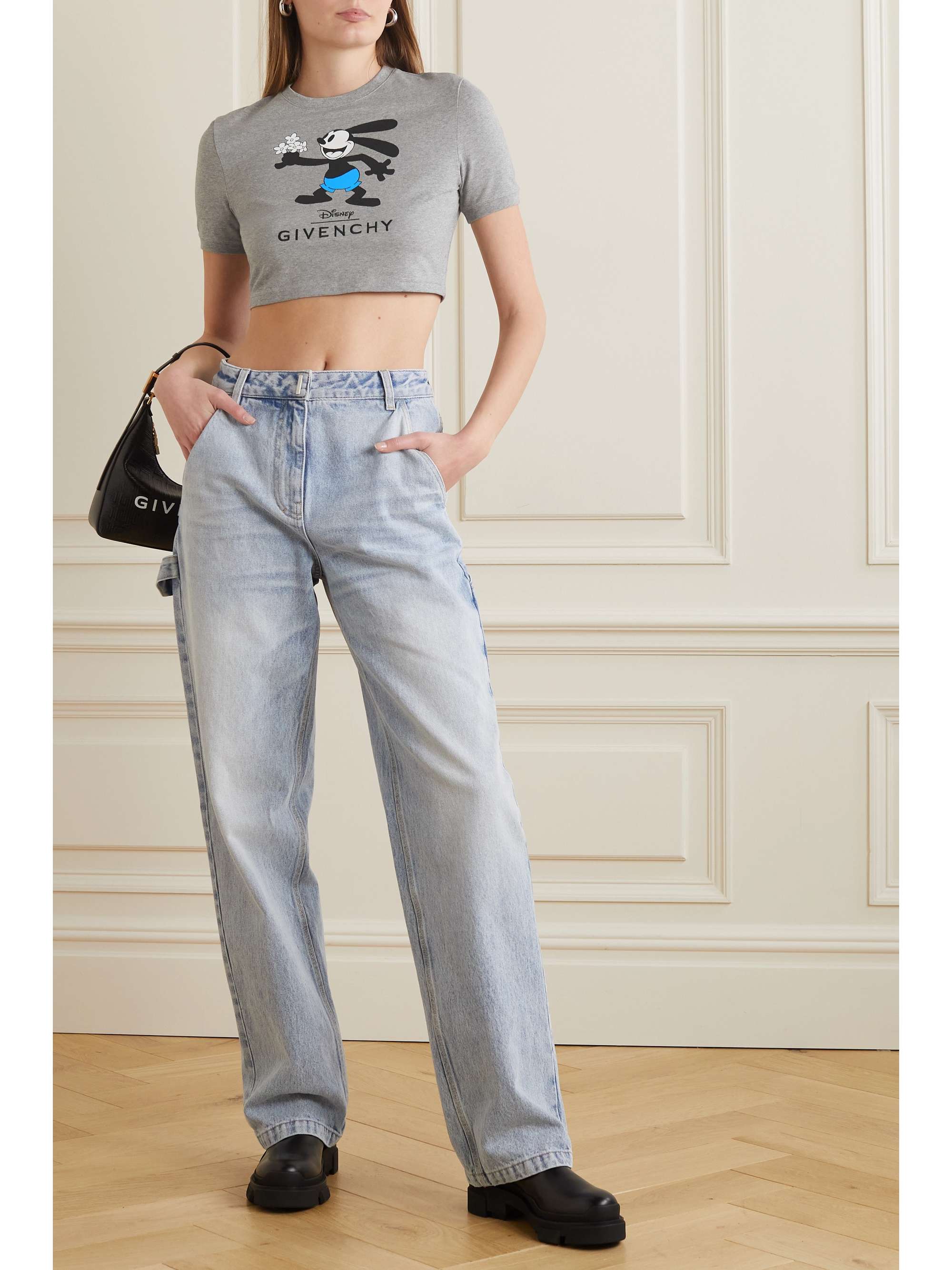 GIVENCHY T-shirt raccourci en jersey de coton stretch imprimé x Disney
