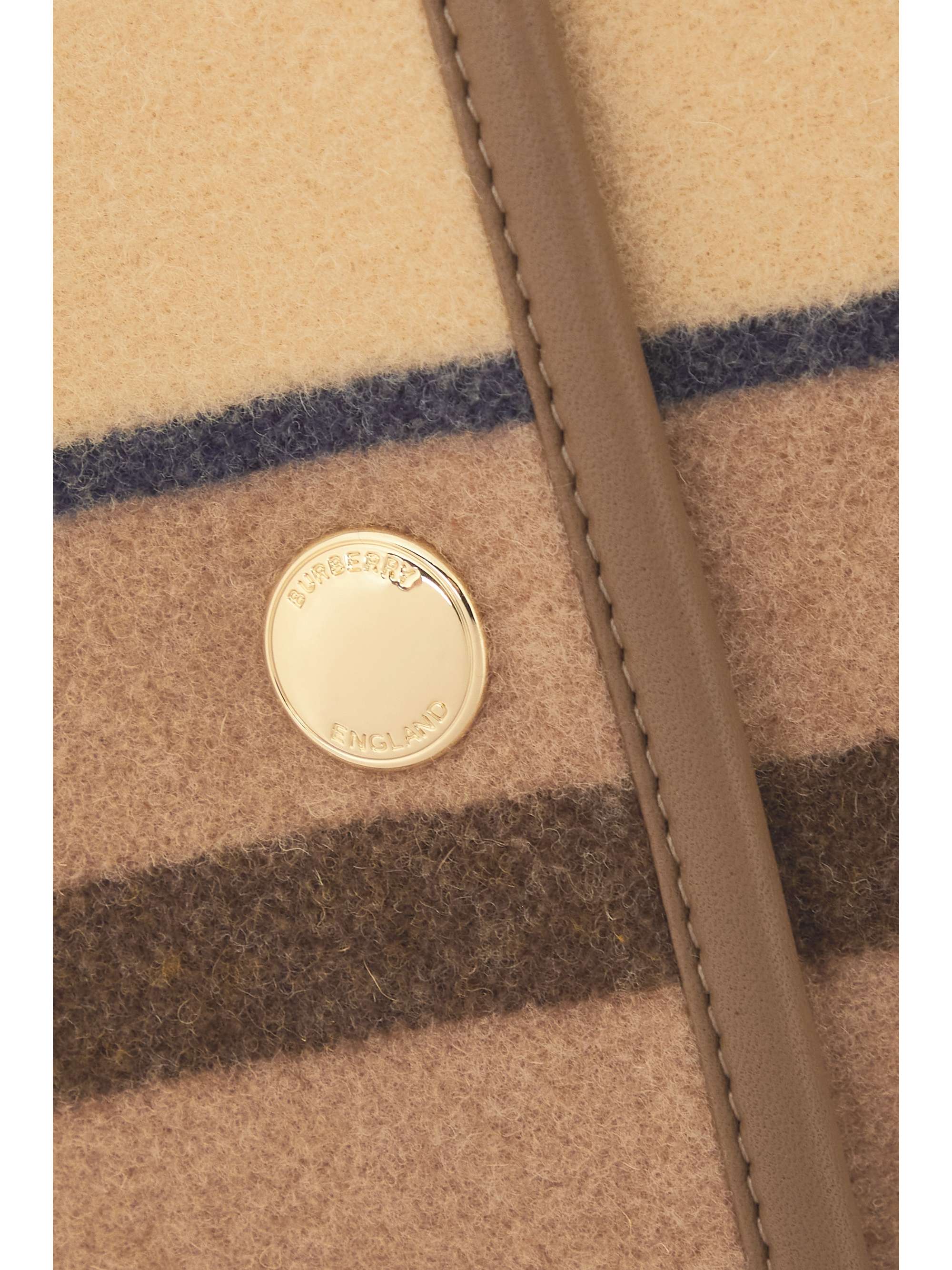 BURBERRY Leather-trimmed striped wool-felt jacket