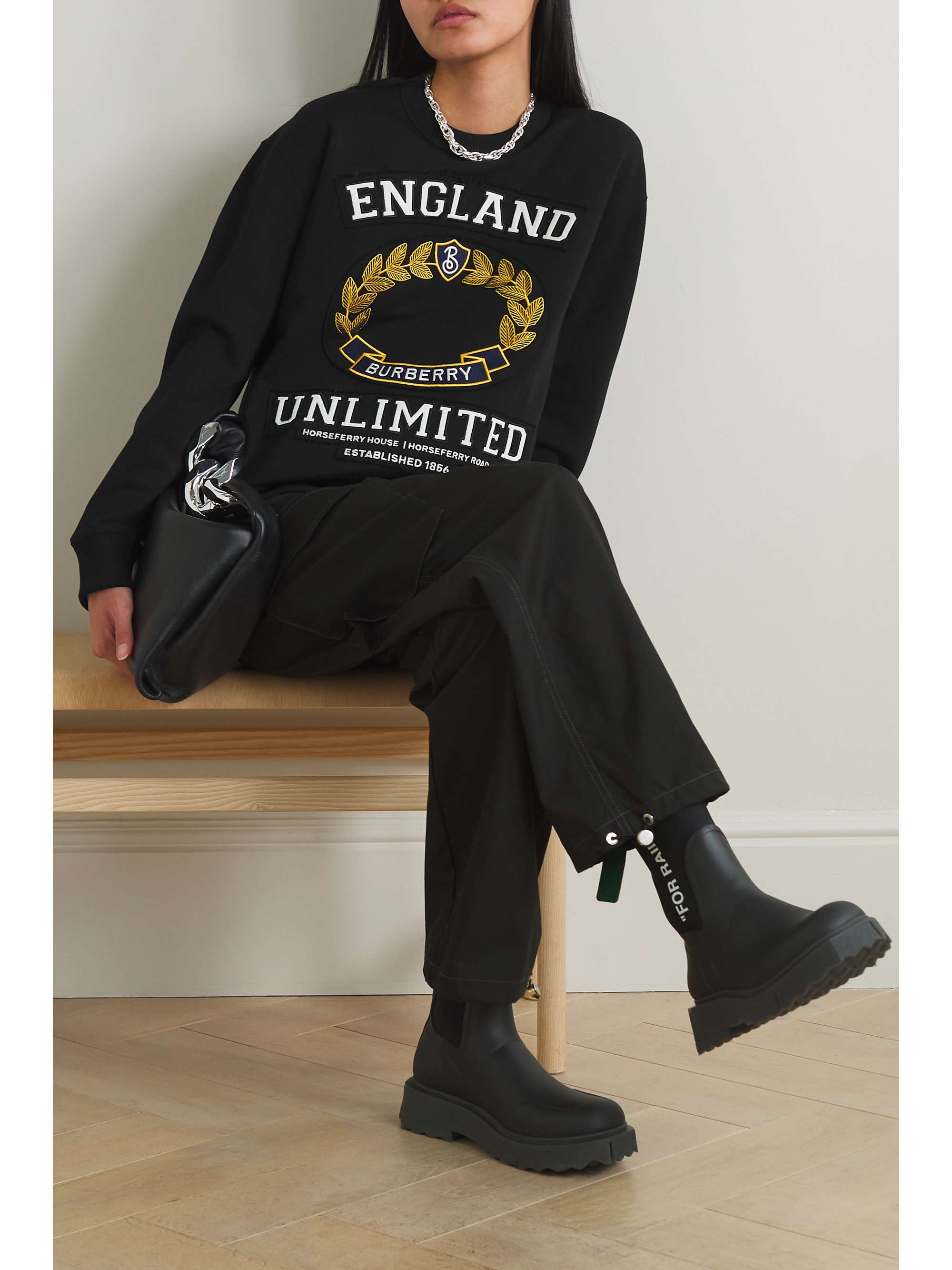 BURBERRY Oversized appliquéd cotton-jersey sweatshirt