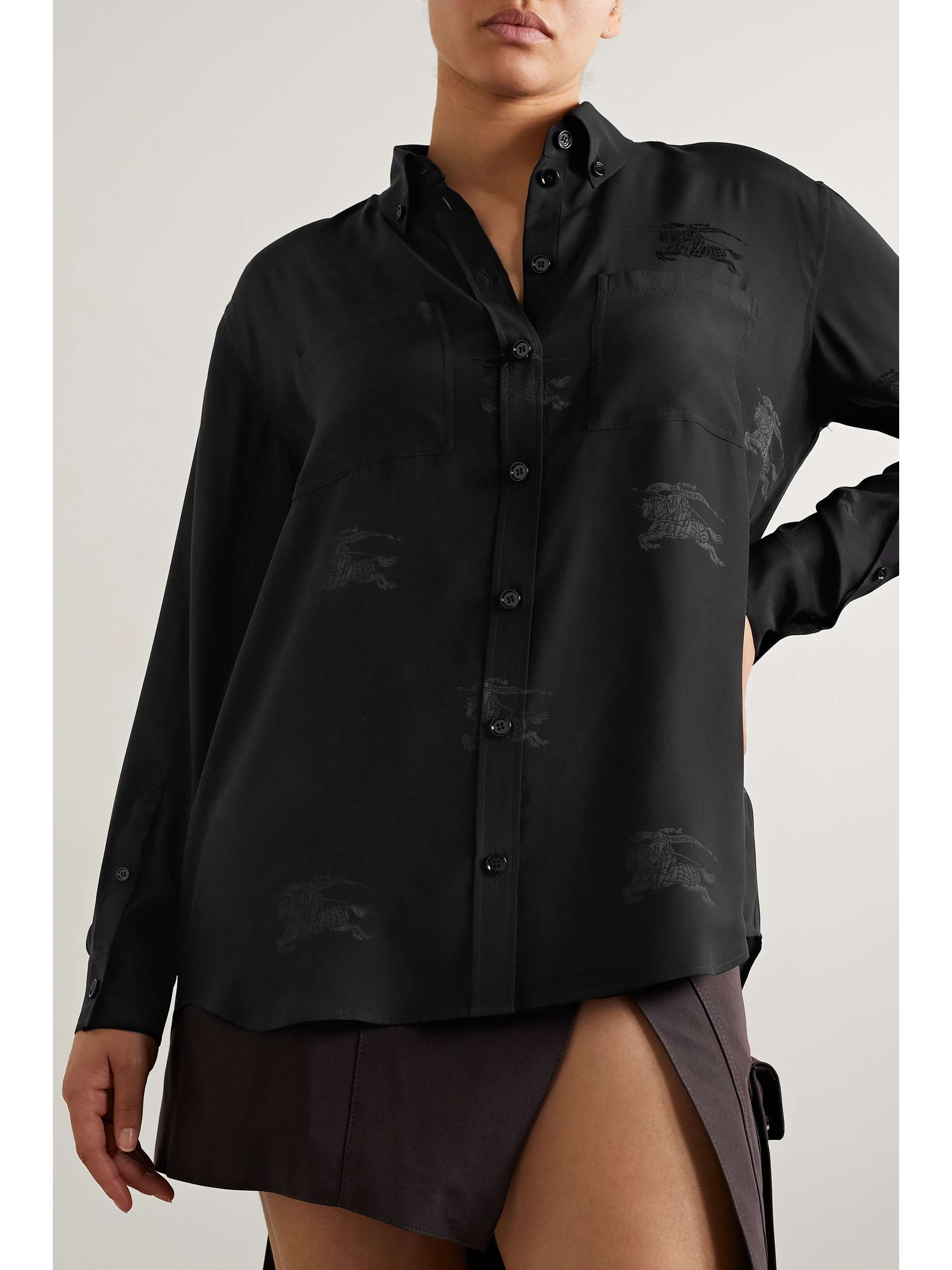 BURBERRY Silk-satin jacquard shirt