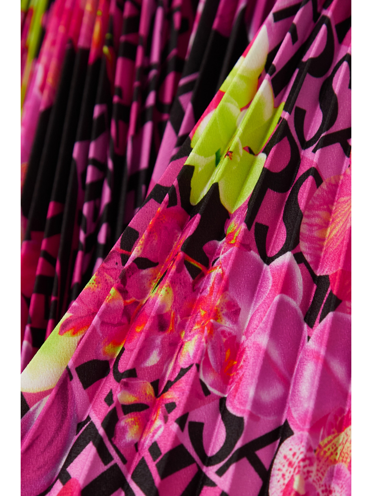Asymmetric Printed Plissé-Crepe De Chine Mini