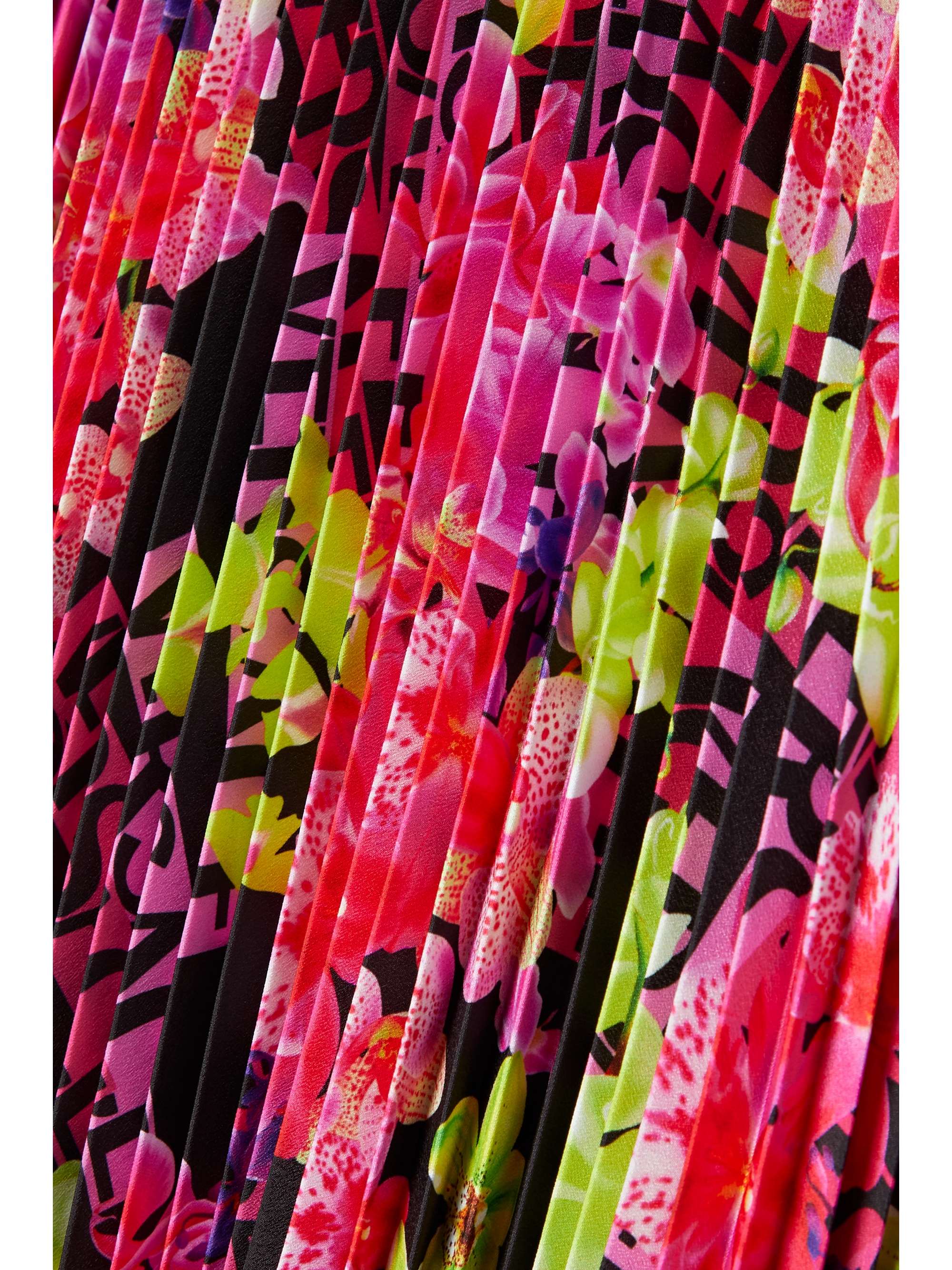 VERSACE Pleated printed crepe de chine skirt
