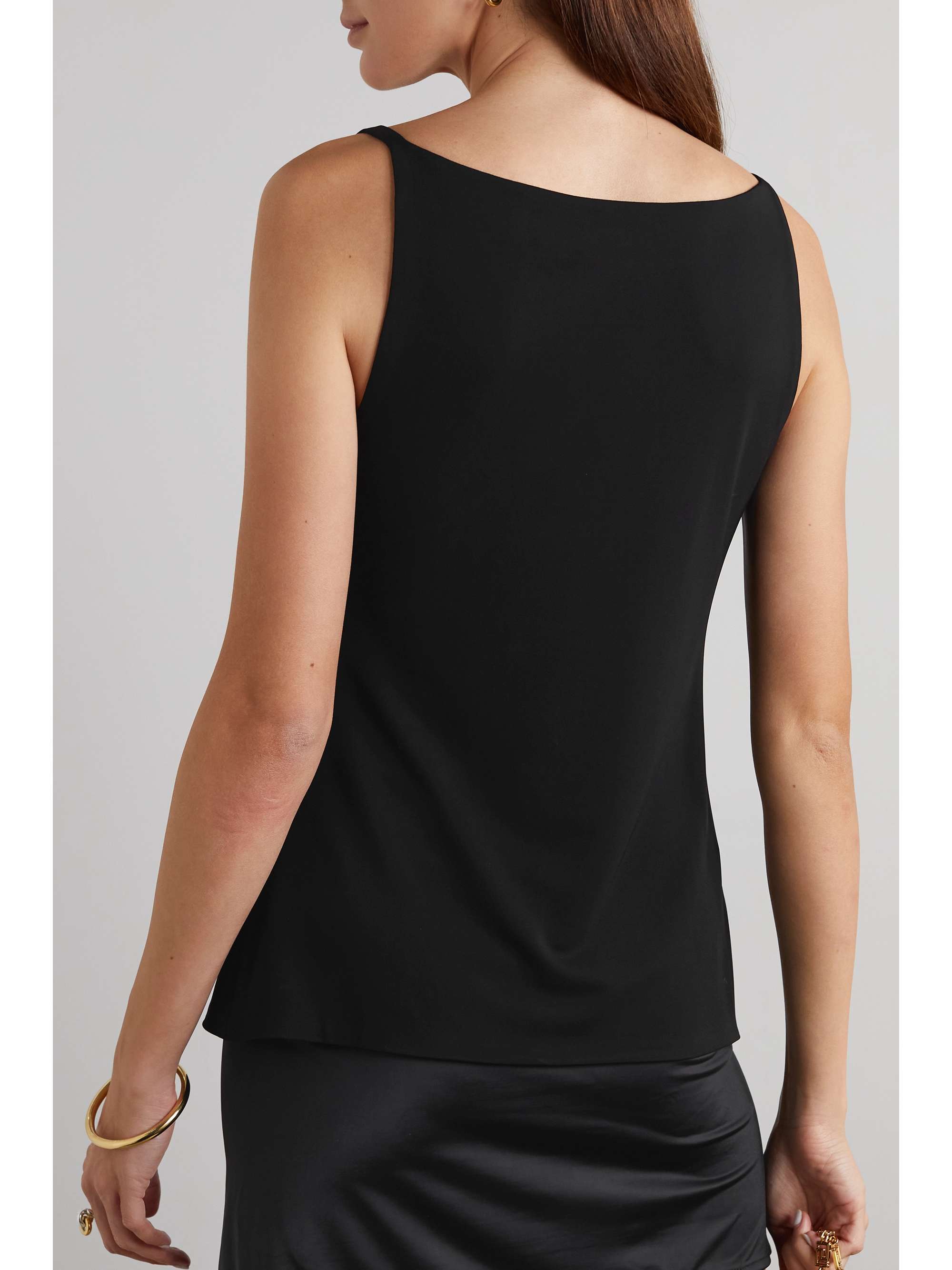 VERSACE Embellished draped stretch-jersey top