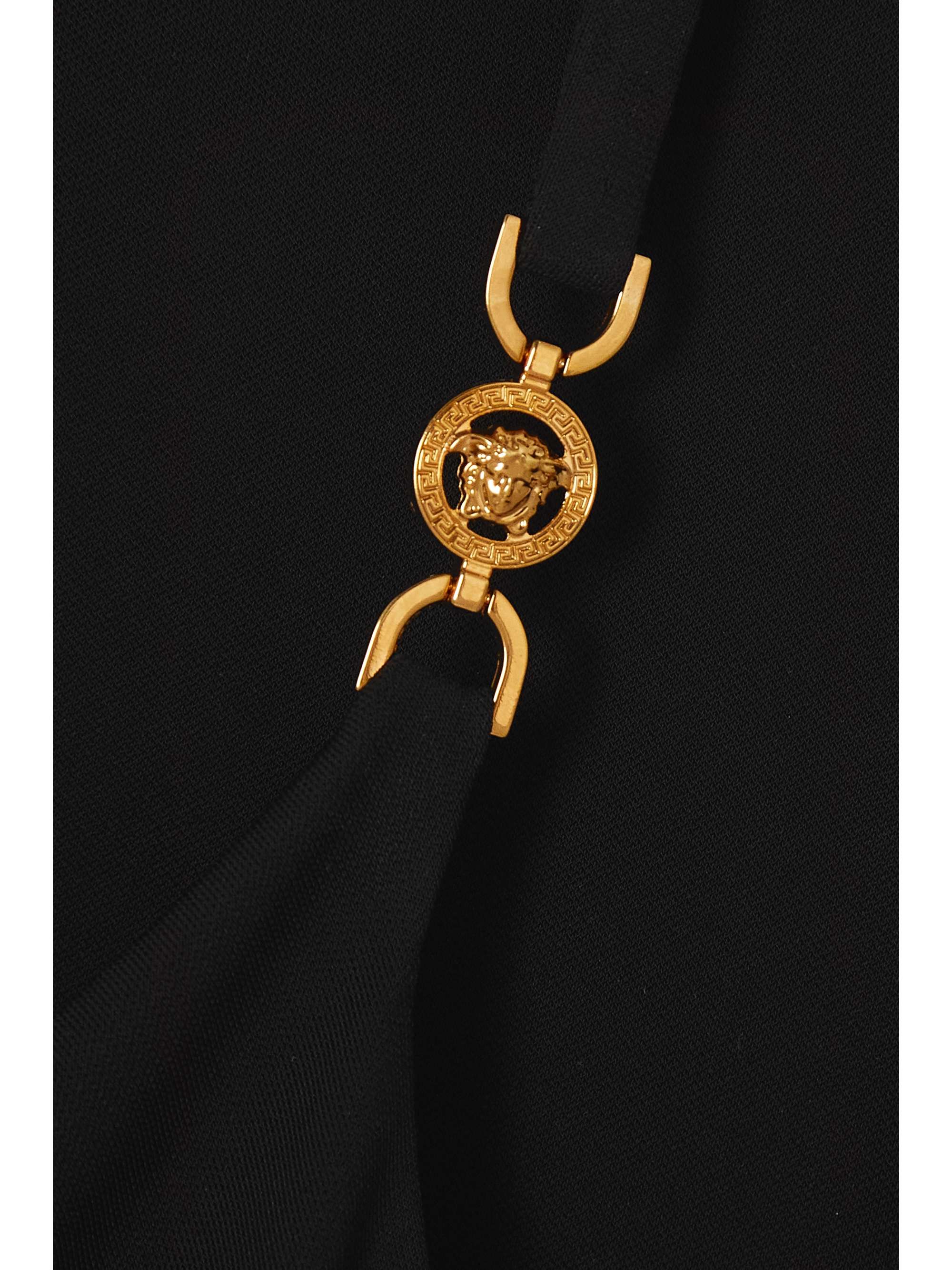 VERSACE Embellished draped stretch-jersey top